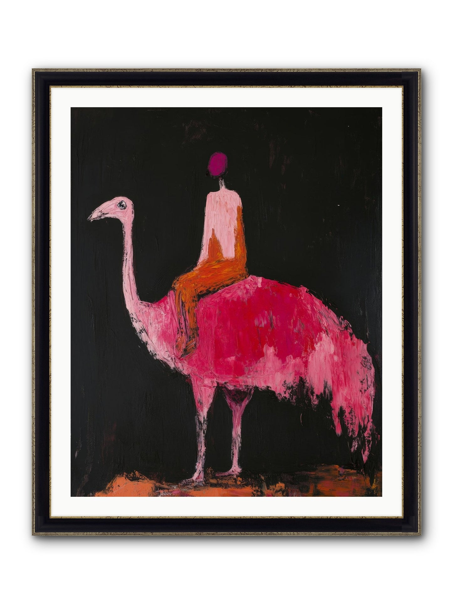 Feathers Meet Fancy Framed Print - Black & Gold 32x40