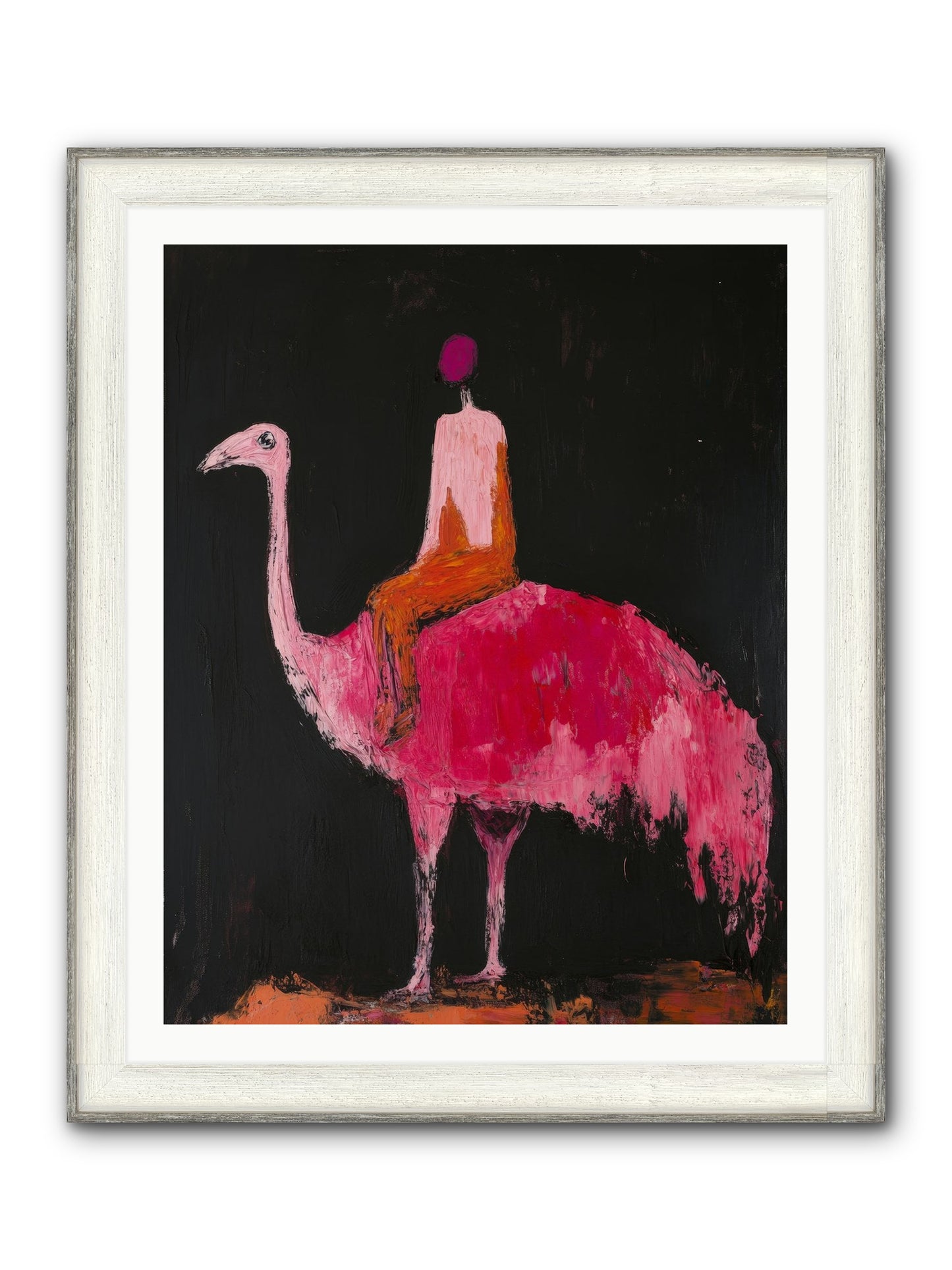 Feathers Meet Fancy Framed Print - Driftwood White 32x40