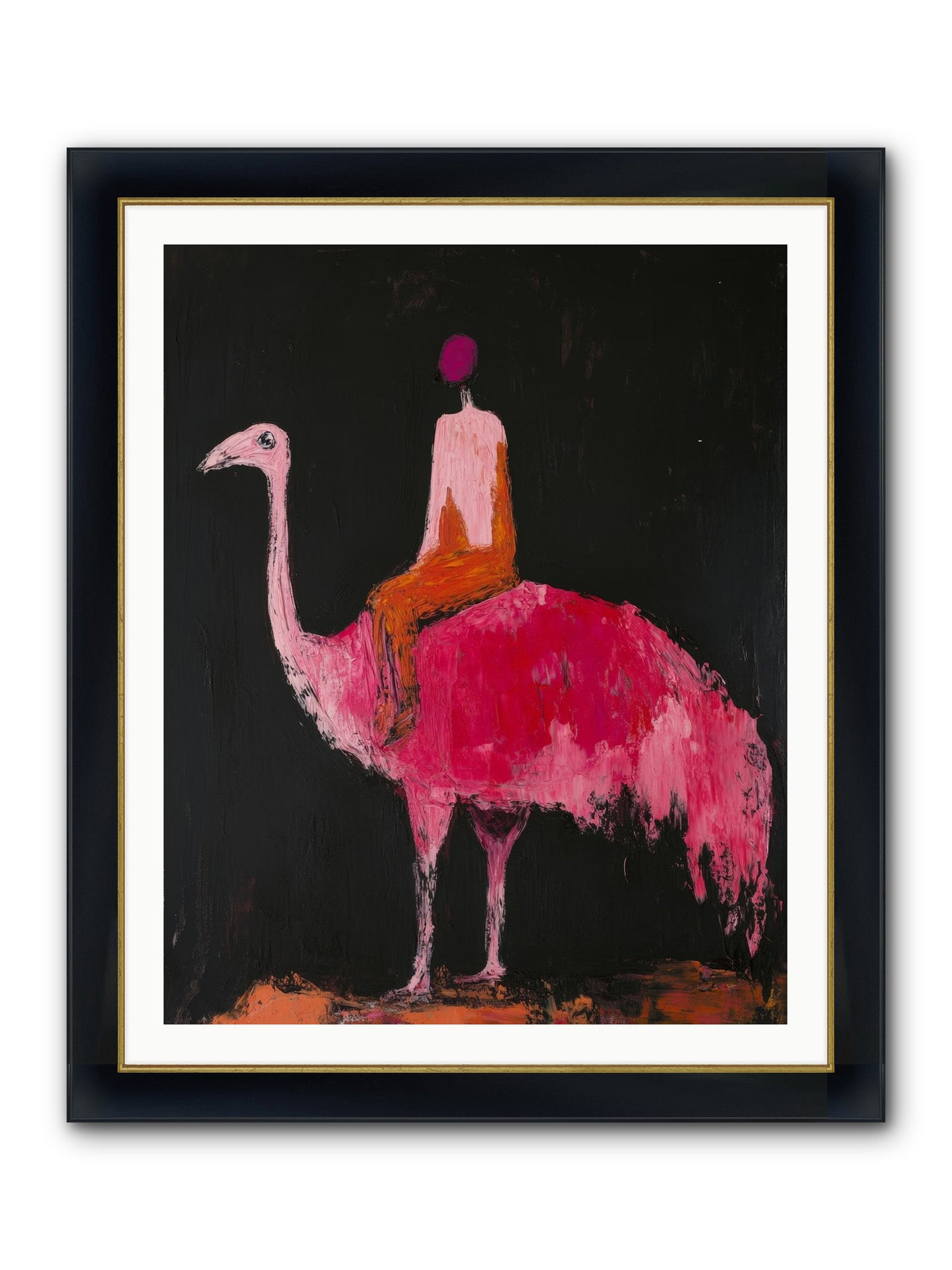 Feathers Meet Fancy Framed Print - Wide Black w/Gold 32x40