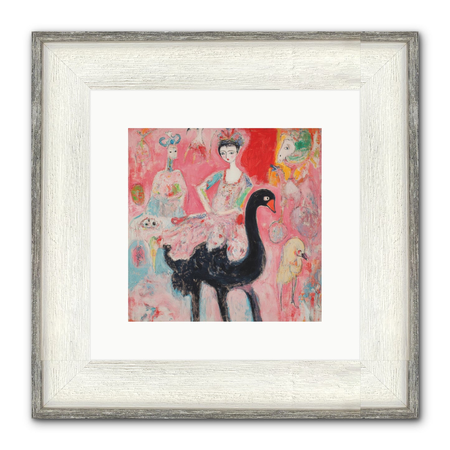 Feathers Wore Crowns Framed Print - Driftwood White 10x10
