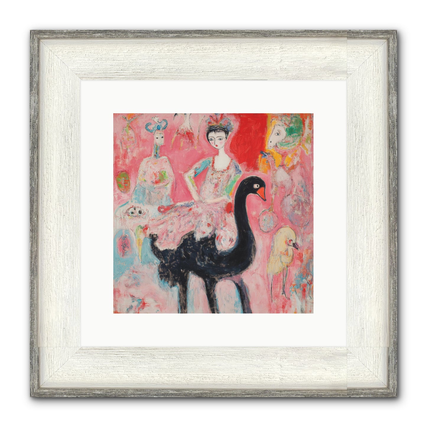 Feathers Wore Crowns Framed Print - Driftwood White 12x12