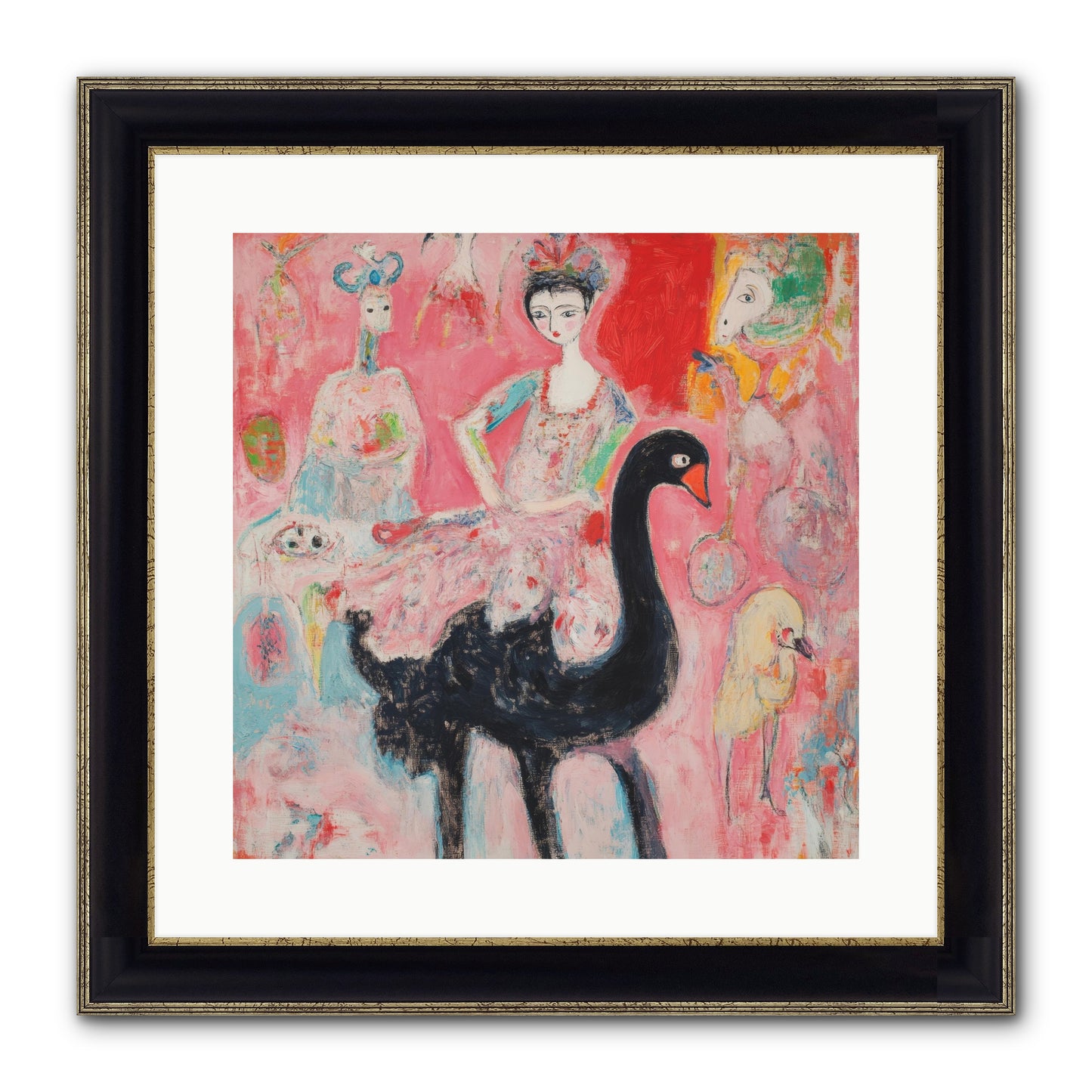 Feathers Wore Crowns Framed Print - Black & Gold 16x16