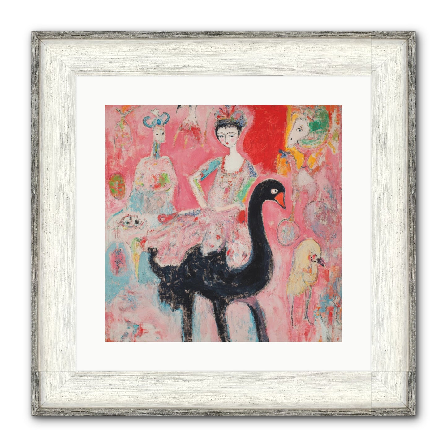 Feathers Wore Crowns Framed Print - Driftwood White 16x16