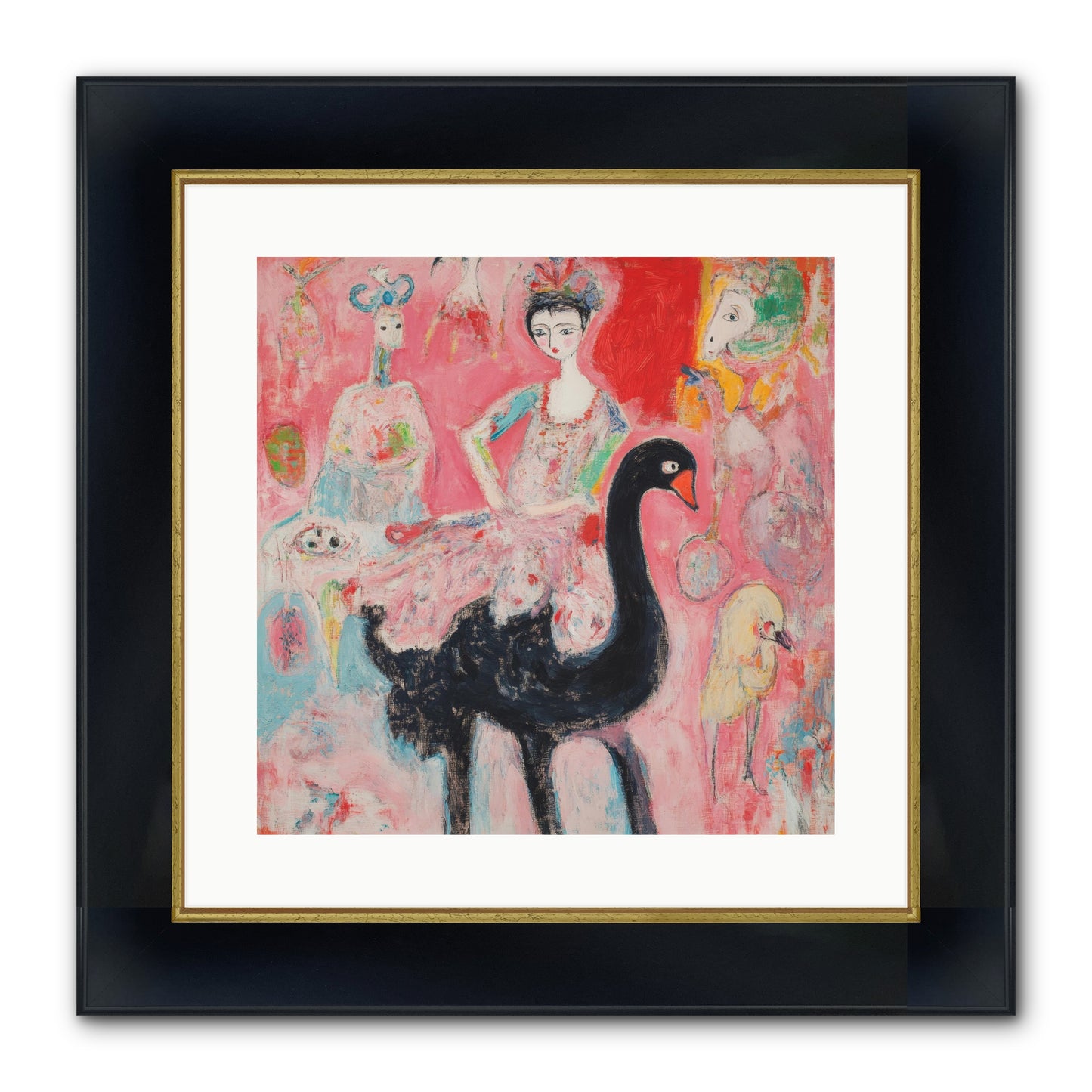 Feathers Wore Crowns Framed Print - Wide Black w/Gold 16x16
