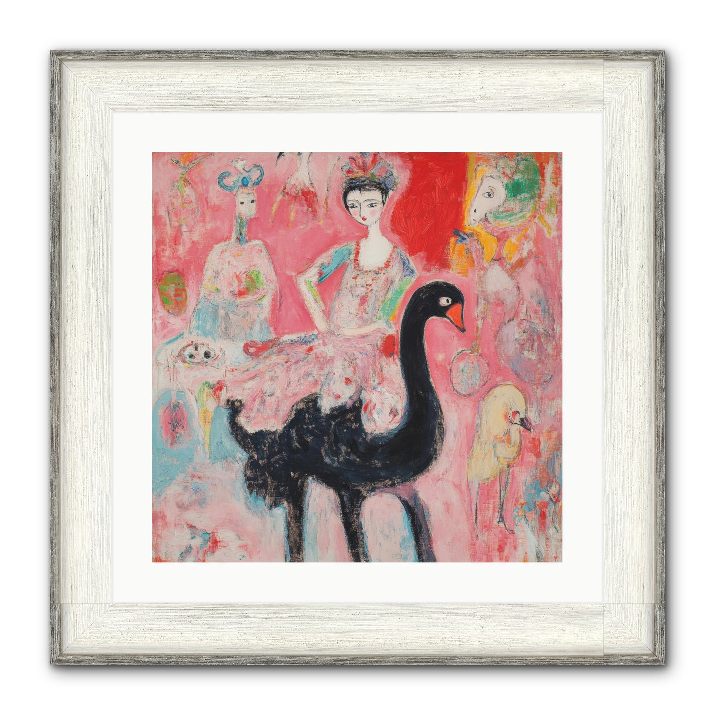 Feathers Wore Crowns Framed Print - Driftwood White 20x20