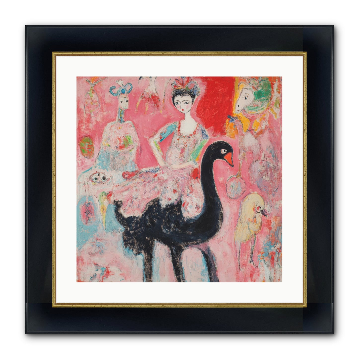 Feathers Wore Crowns Framed Print - Wide Black w/Gold 20x20