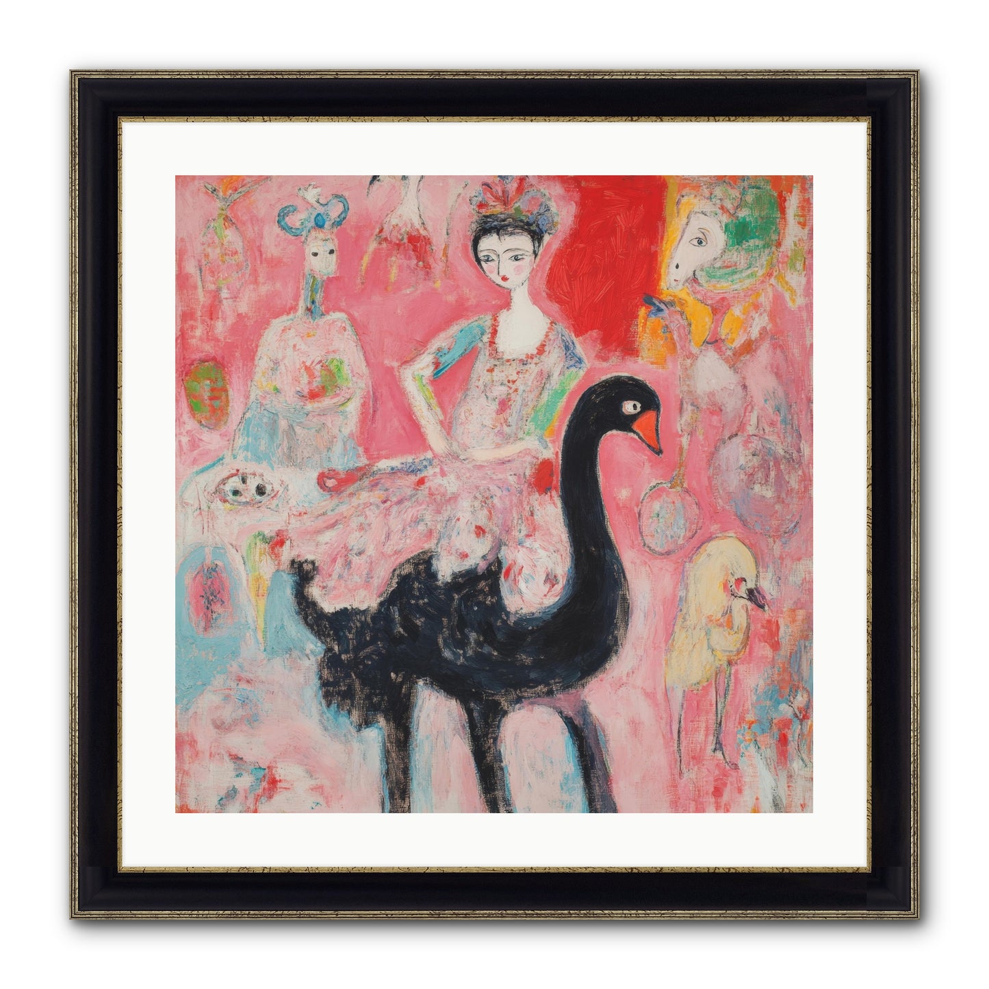 Feathers Wore Crowns Framed Print - Black & Gold 24x24
