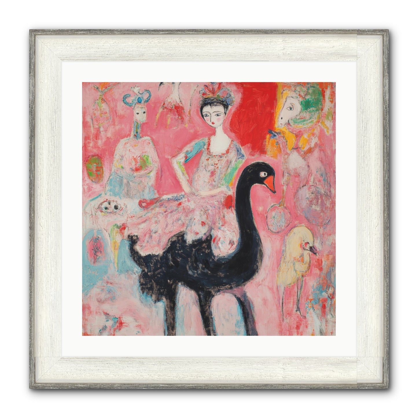 Feathers Wore Crowns Framed Print - Driftwood White 24x24