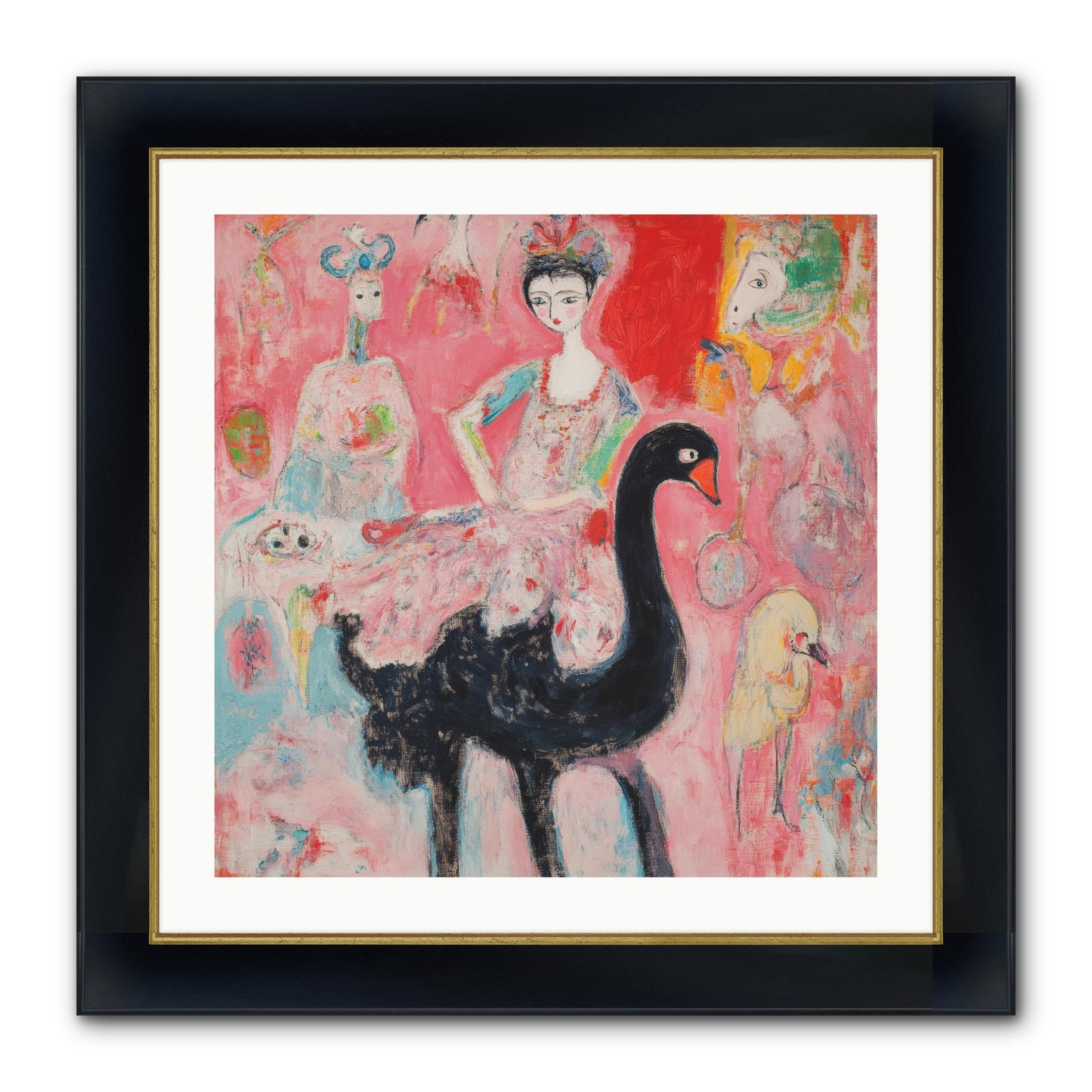 Feathers Wore Crowns Framed Print - Wide Black w/Gold 24x24
