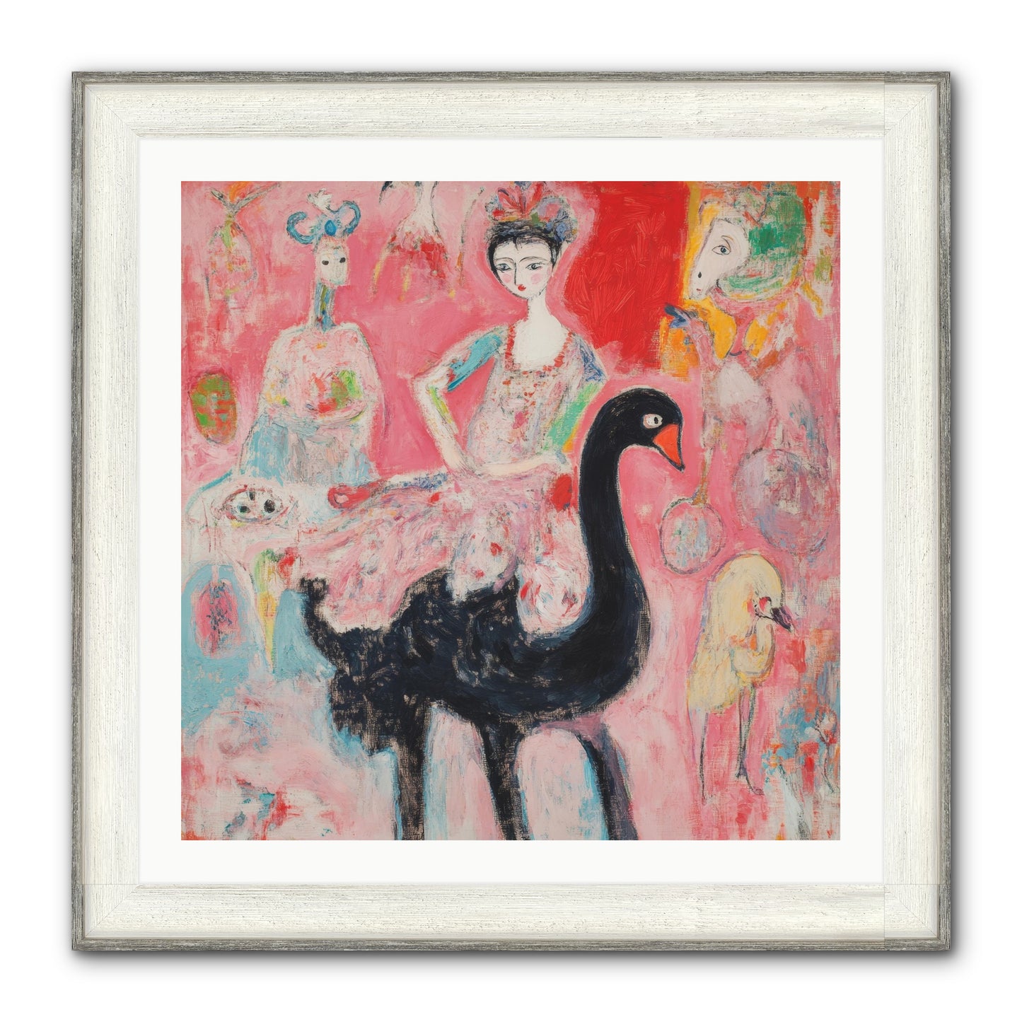 Feathers Wore Crowns Framed Print - Driftwood White 30x30
