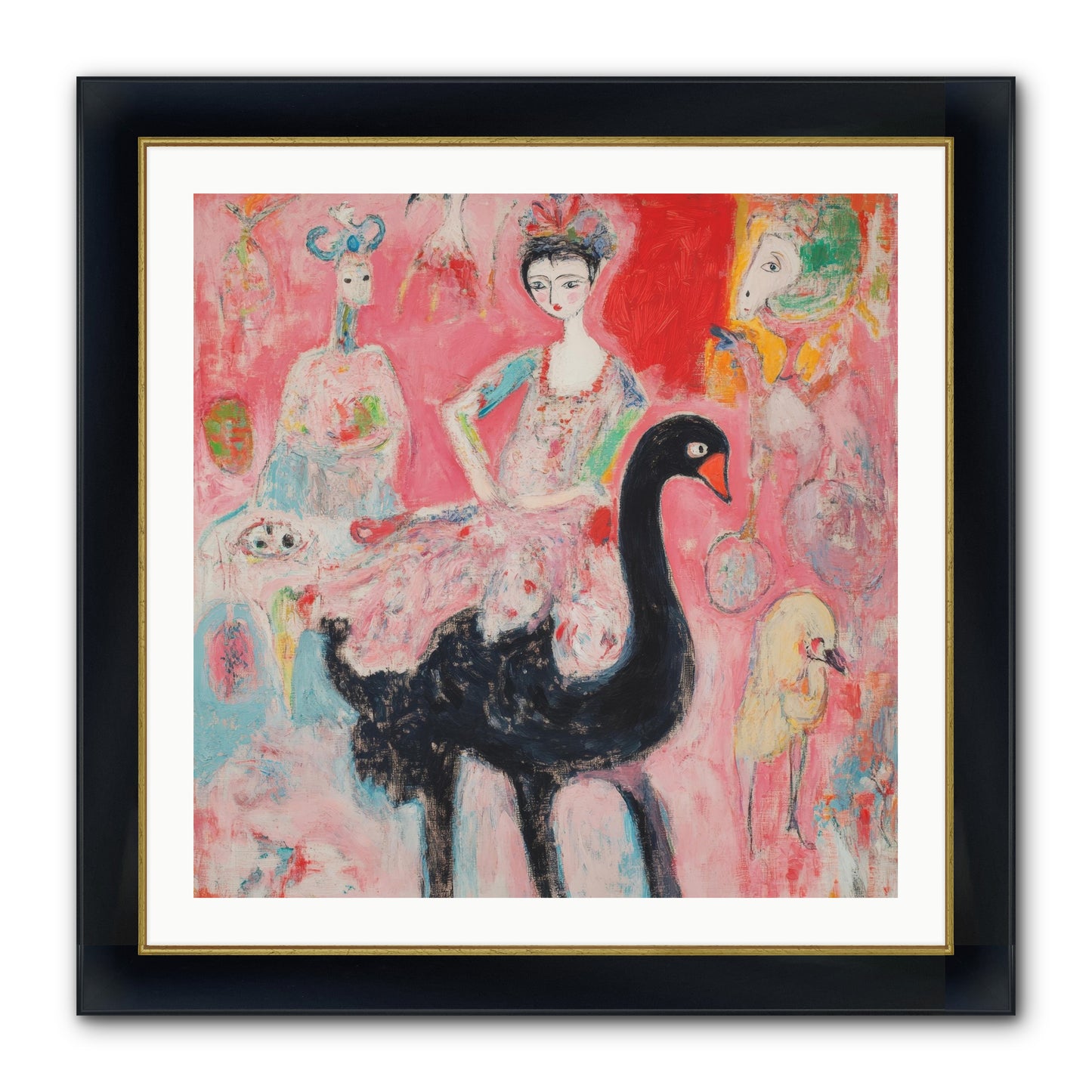 Feathers Wore Crowns Framed Print - Wide Black w/Gold 30x30