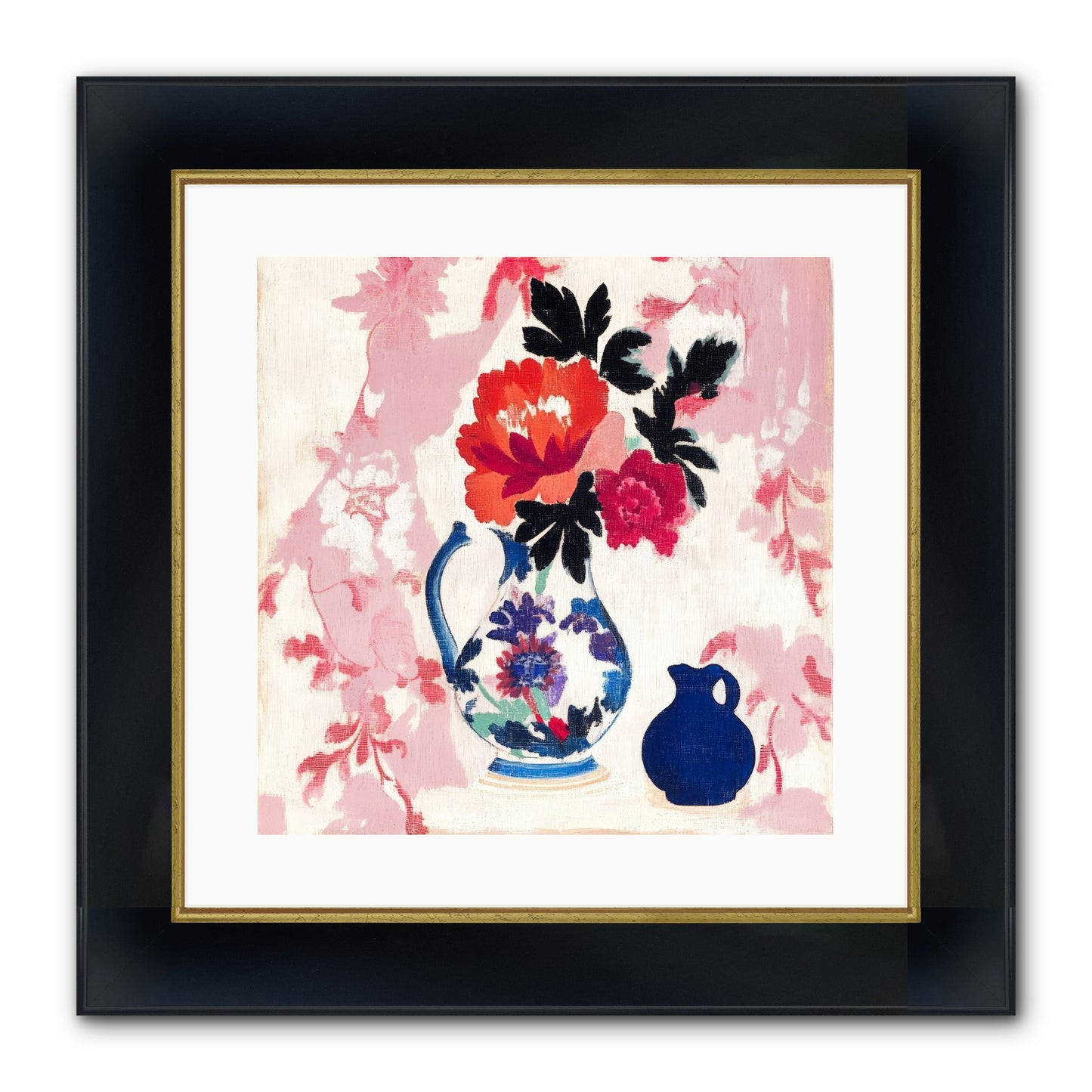 Field & Flora Framed Print - Wide Black w/Gold 16x16