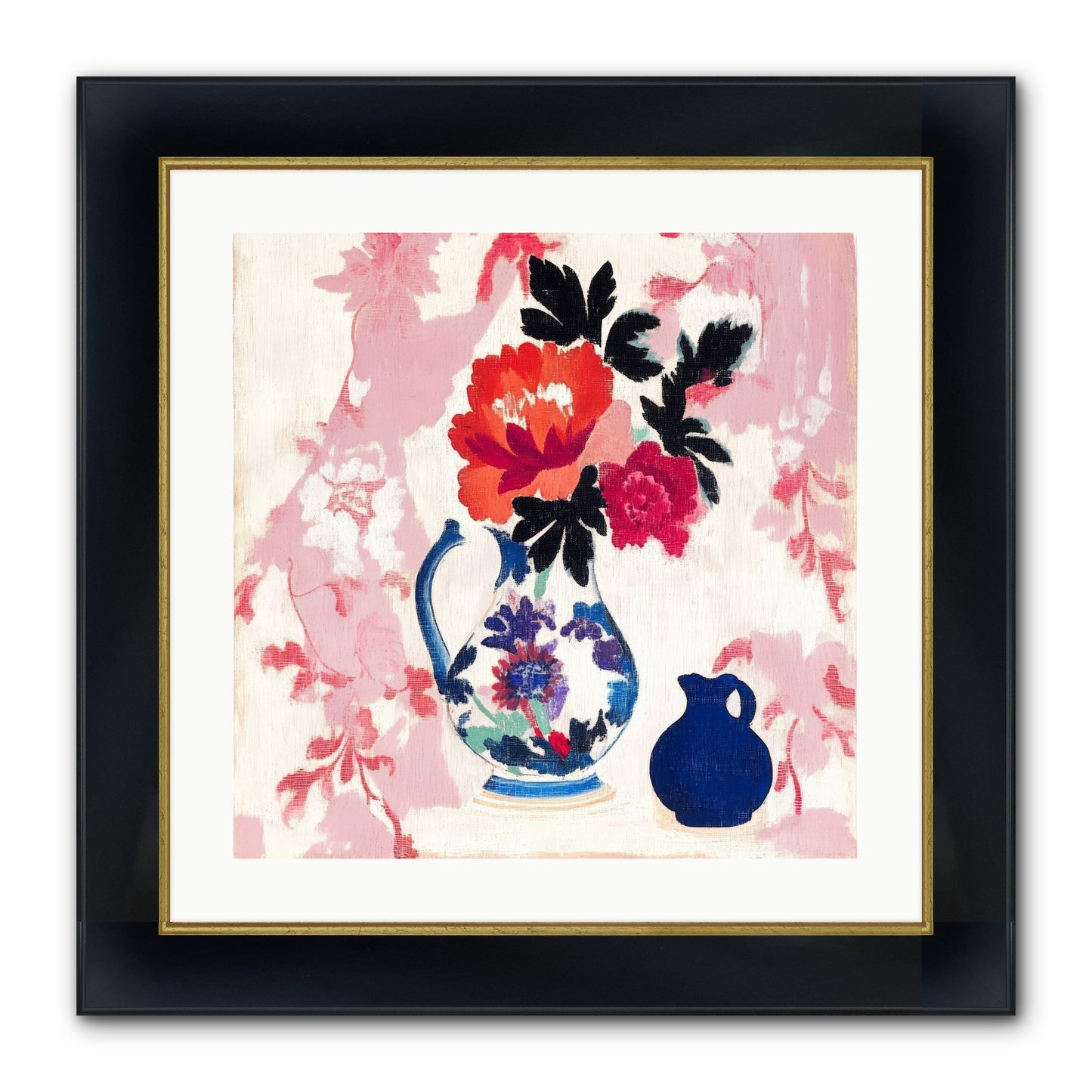 Field & Flora Framed Print - Wide Black w/Gold 20x20