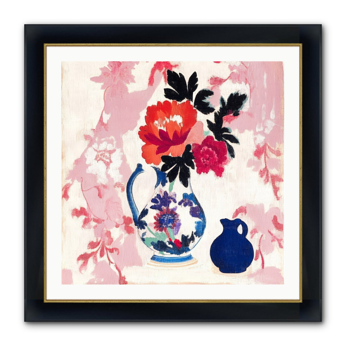 Field & Flora Framed Print - Wide Black w/Gold 30x30