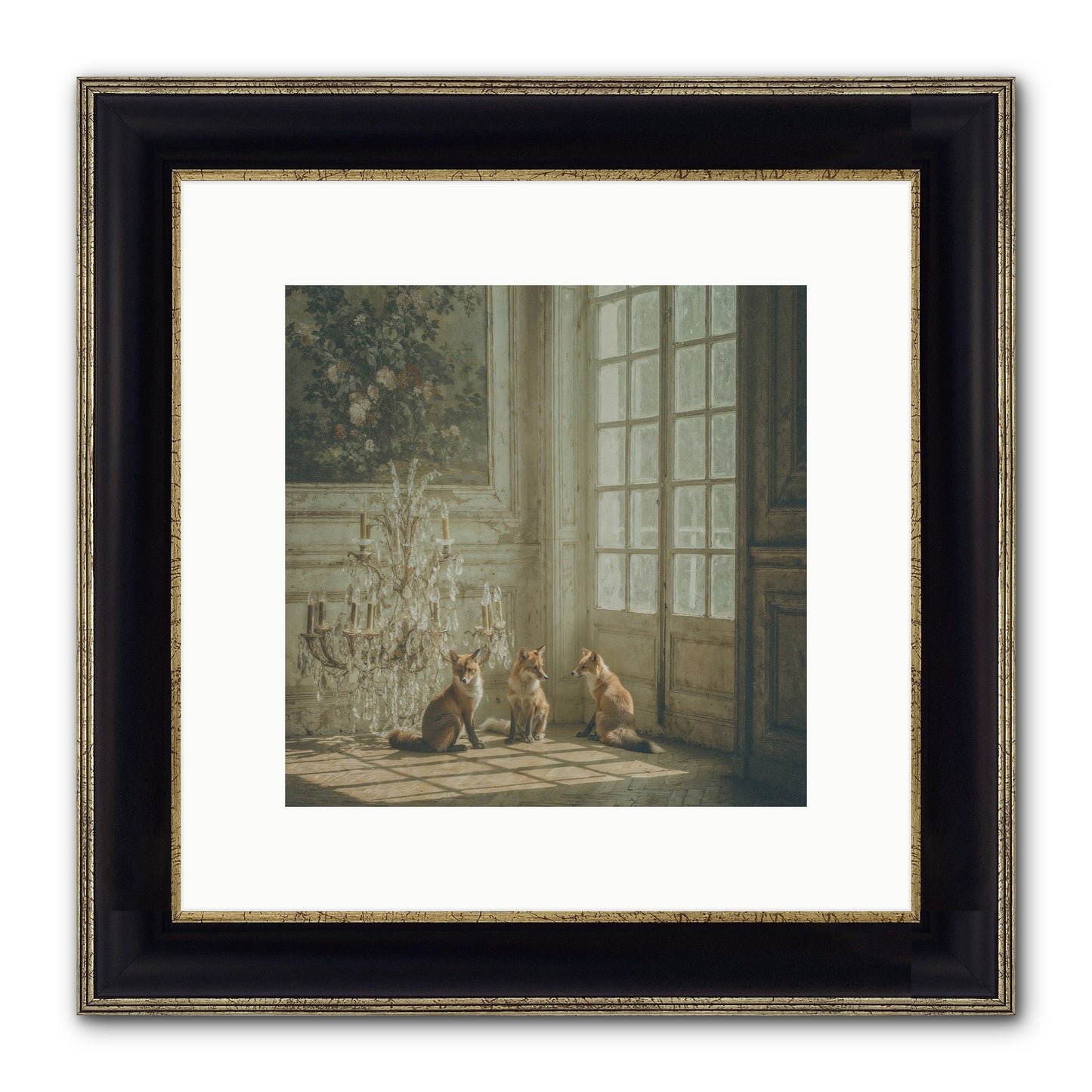 Fieldhouse Morning Framed Print - Black & Gold 10x10
