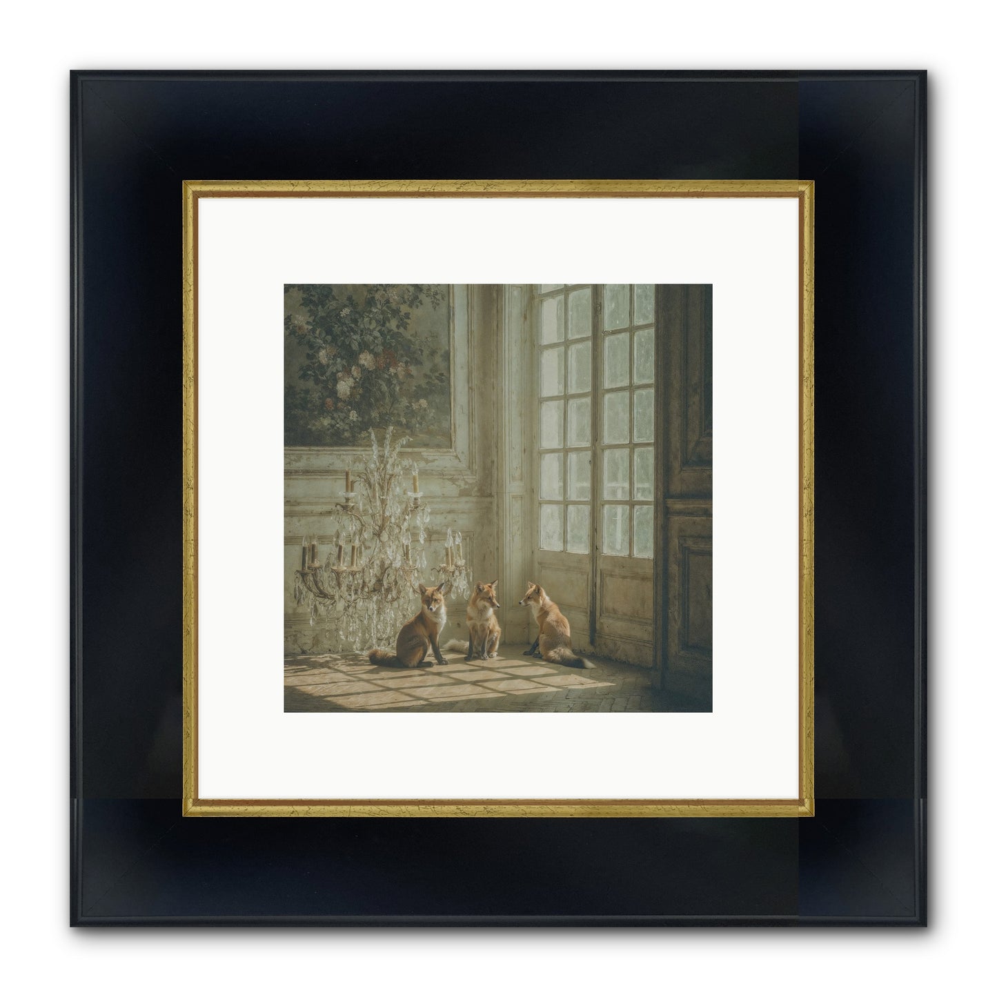 Fieldhouse Morning Framed Print - Wide Black w/Gold 10x10