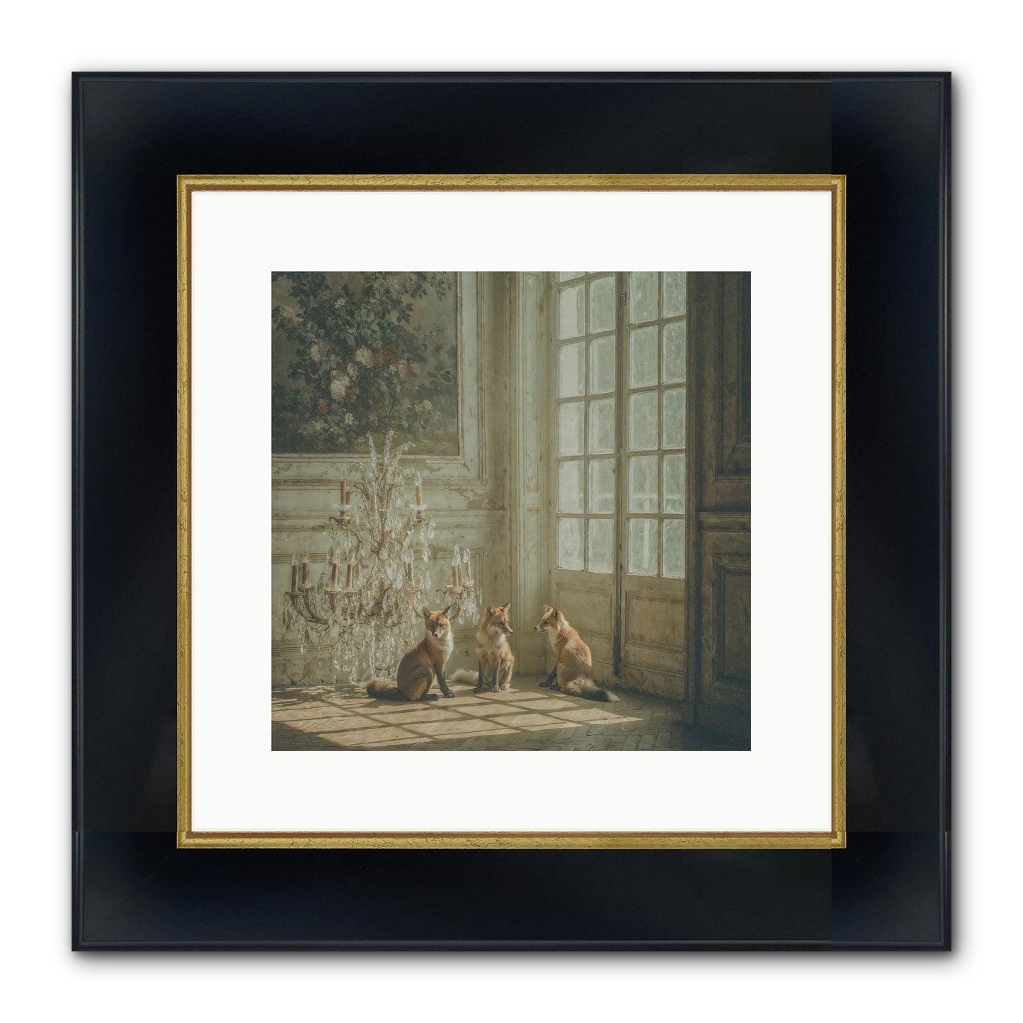 Fieldhouse Morning Framed Print - Wide Black w/Gold 12x12