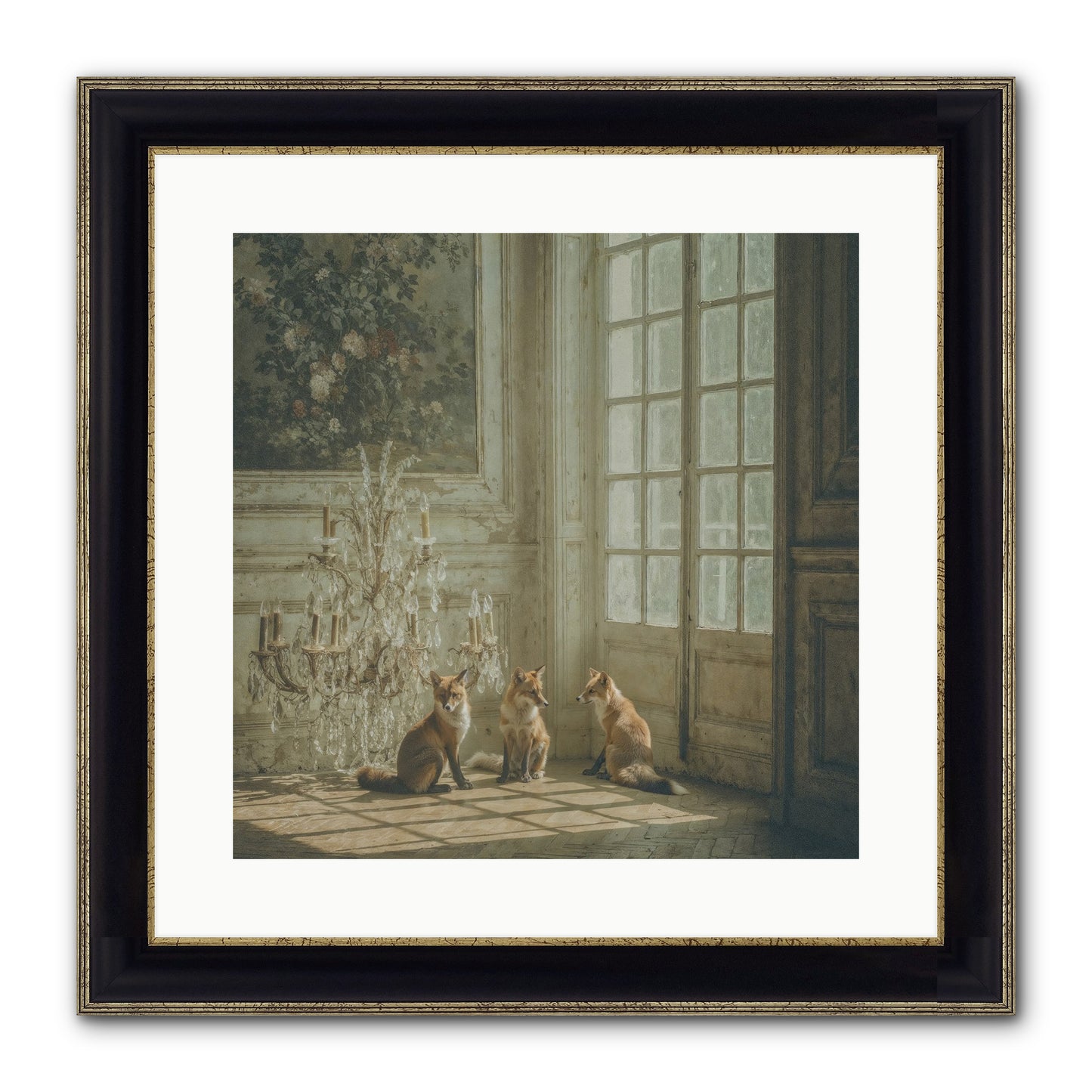 Fieldhouse Morning Framed Print - Black & Gold 16x16
