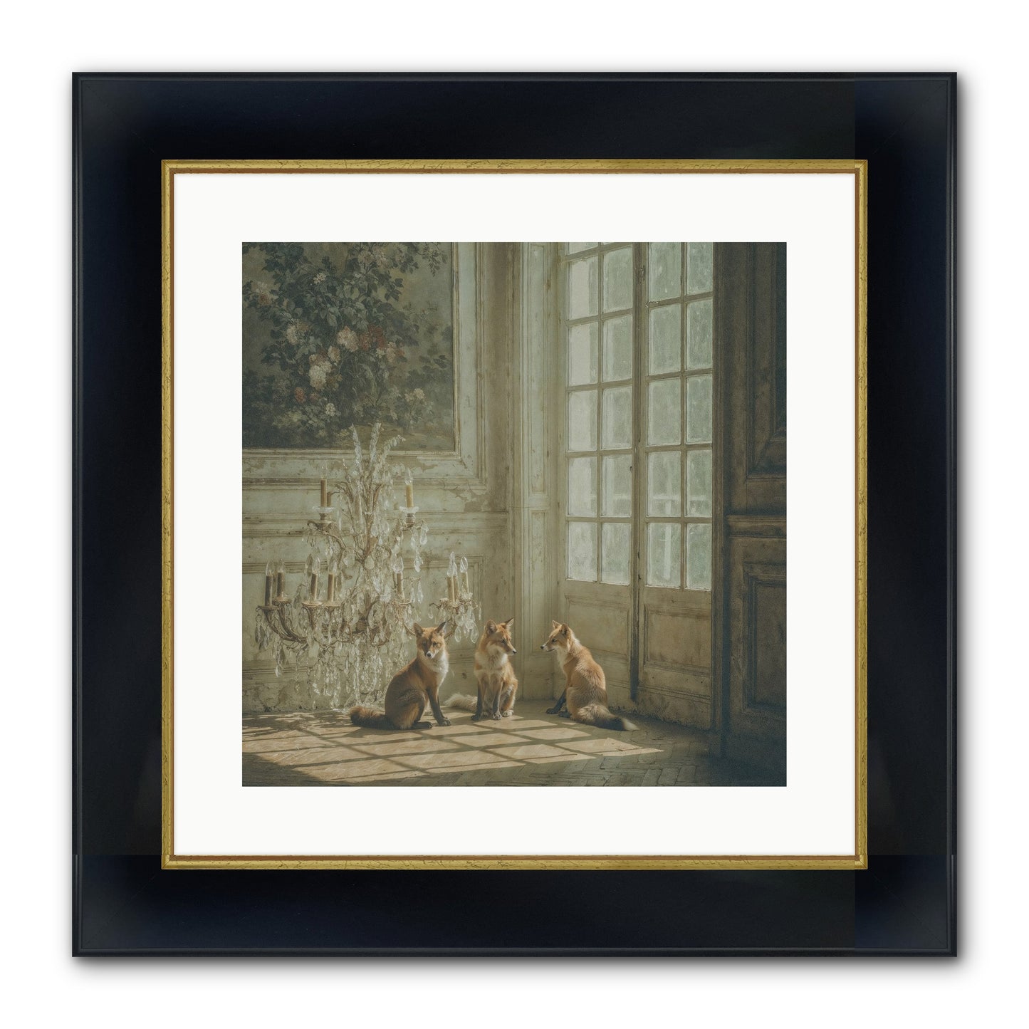 Fieldhouse Morning Framed Print - Wide Black w/Gold 16x16