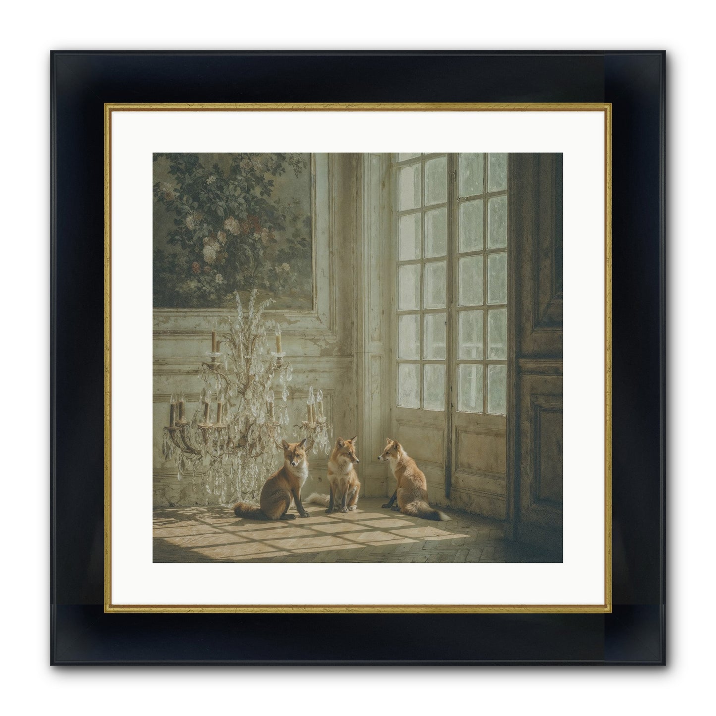 Fieldhouse Morning Framed Print - Wide Black w/Gold 20x20
