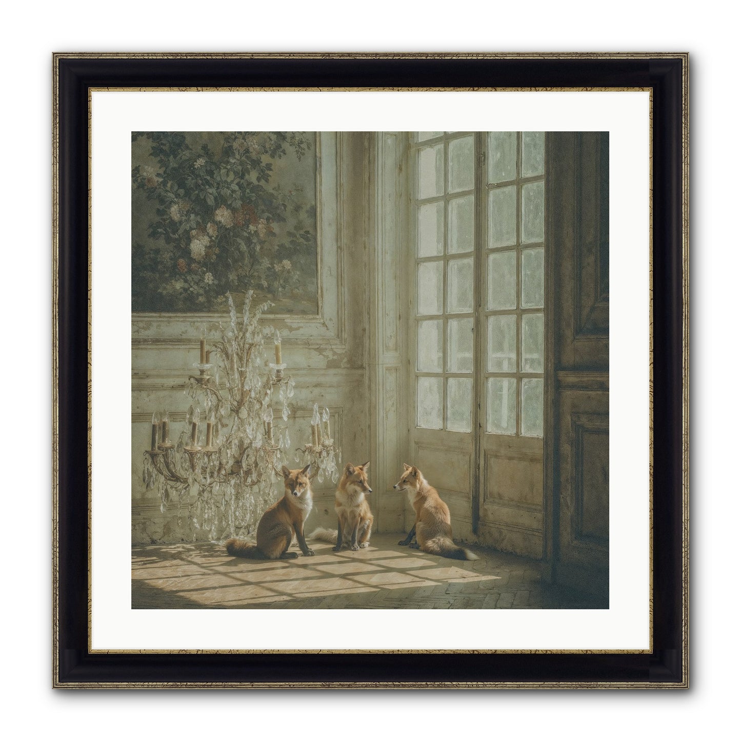Fieldhouse Morning Framed Print - Black & Gold 24x24