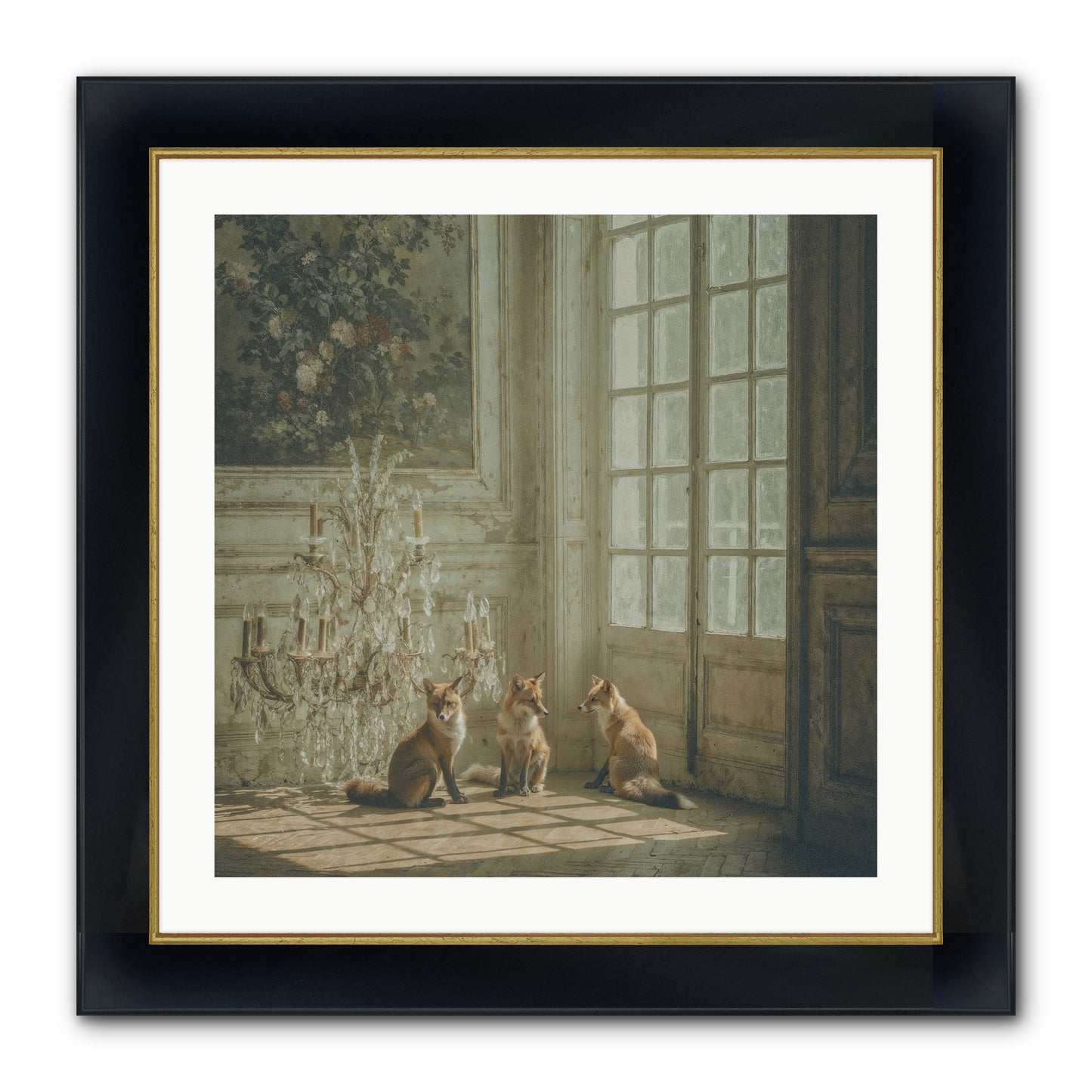 Fieldhouse Morning Framed Print - Wide Black w/Gold 24x24