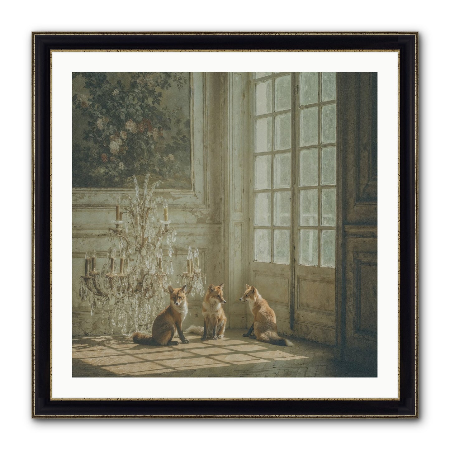 Fieldhouse Morning Framed Print - Black & Gold 30x30