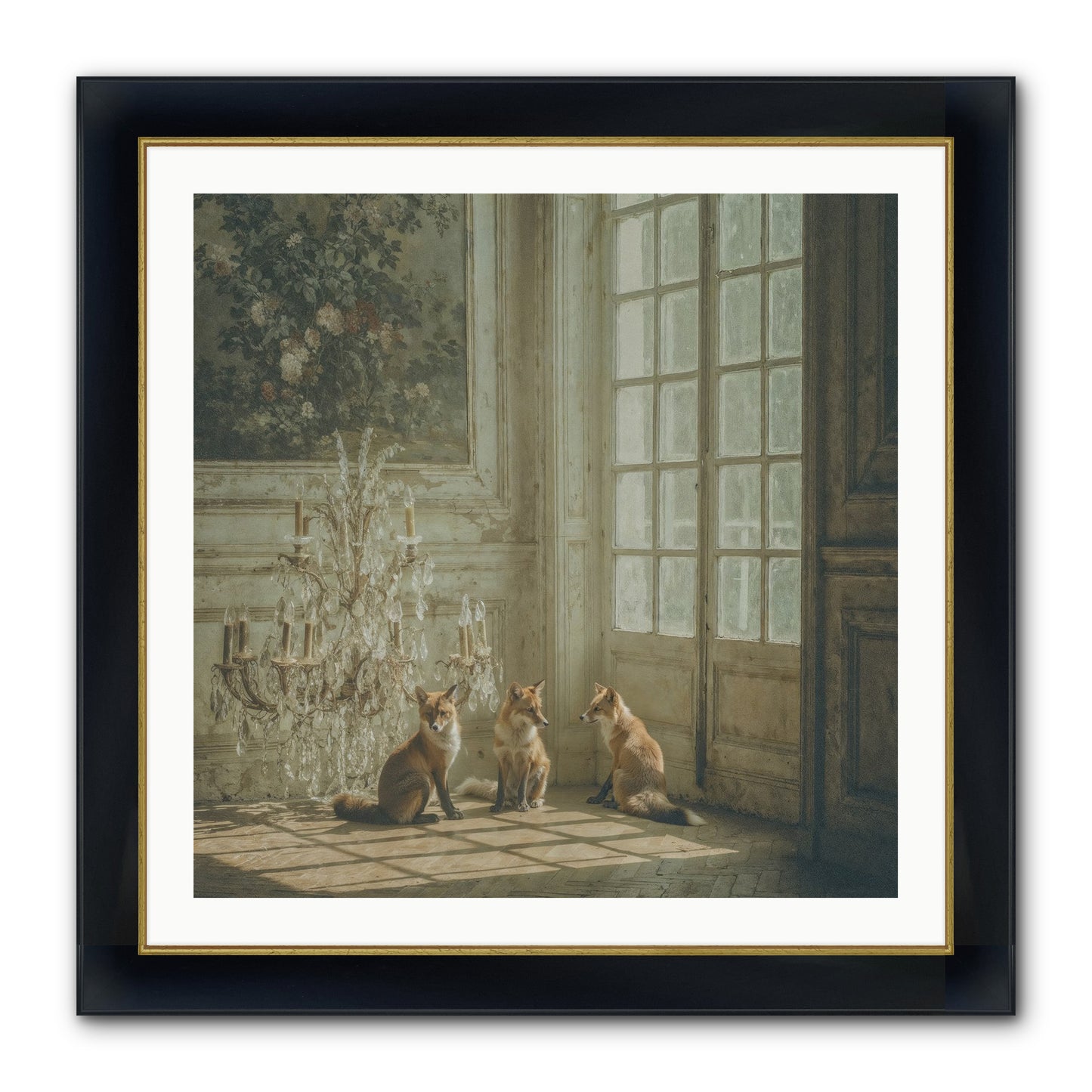 Fieldhouse Morning Framed Print - Wide Black w/Gold 30x30