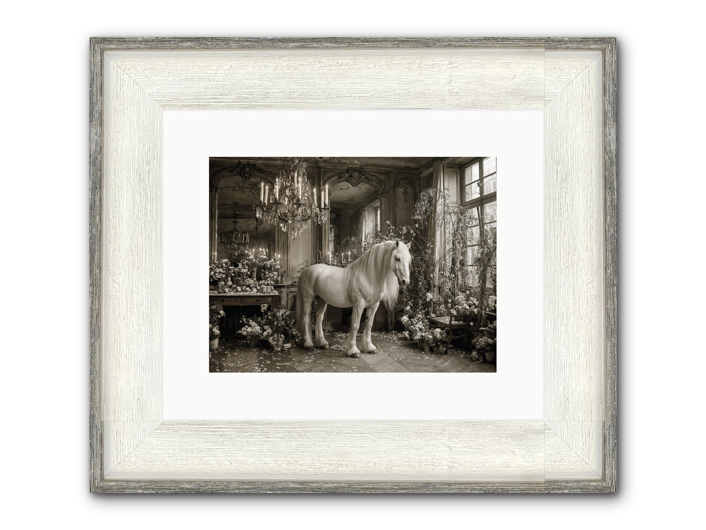 Fieldstone Parlor Framed Print - Driftwood White 12x9