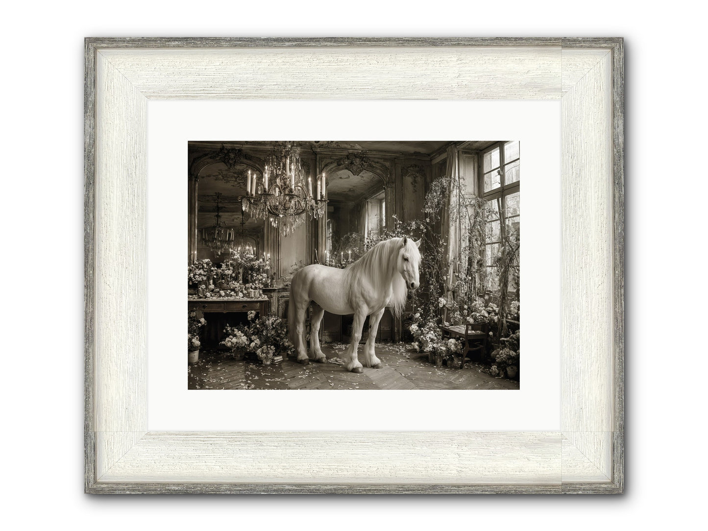 Fieldstone Parlor Framed Print - Driftwood White 16x12