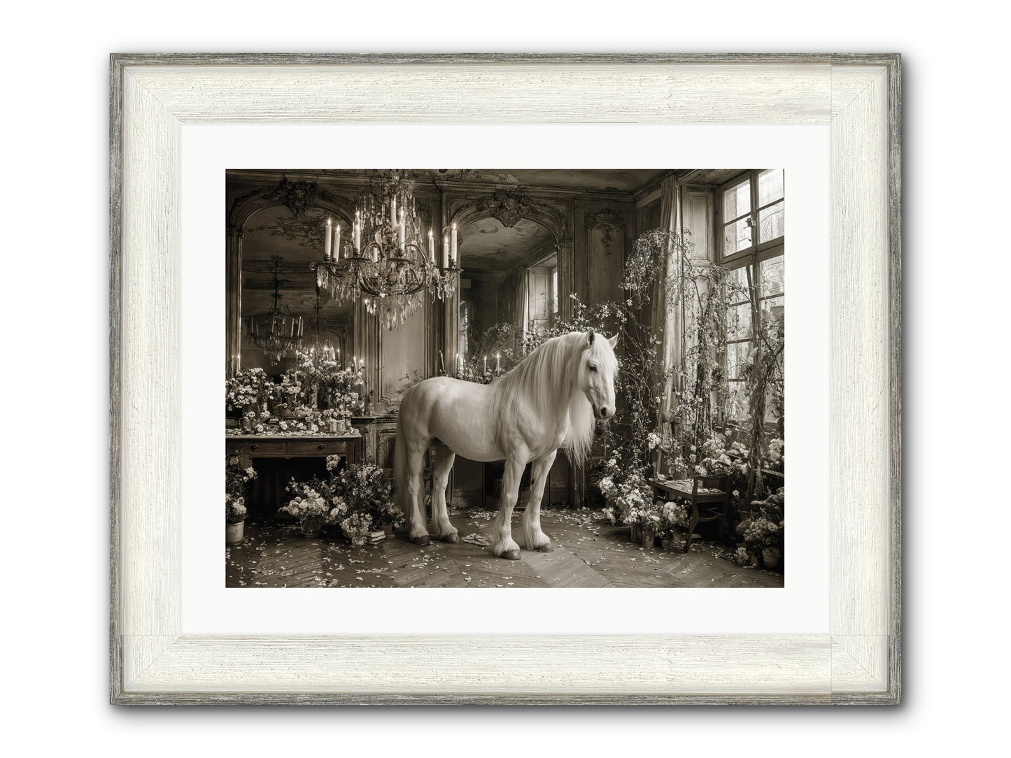 Fieldstone Parlor Framed Print - Driftwood White 24x18