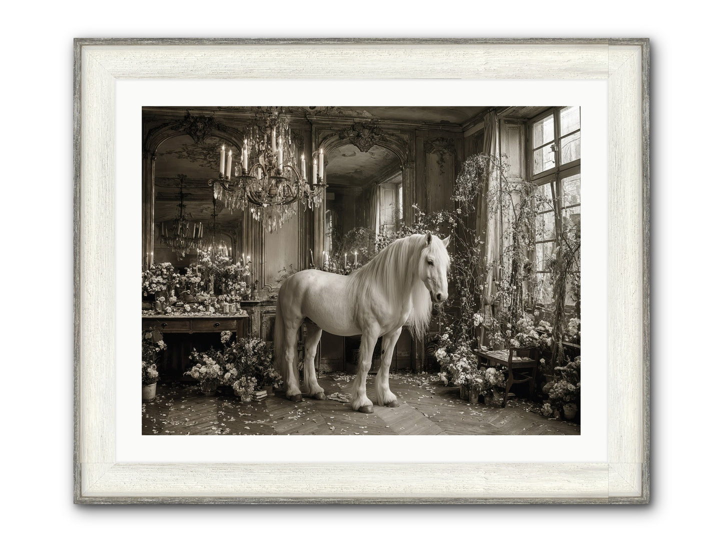Fieldstone Parlor Framed Print - Driftwood White 32x24