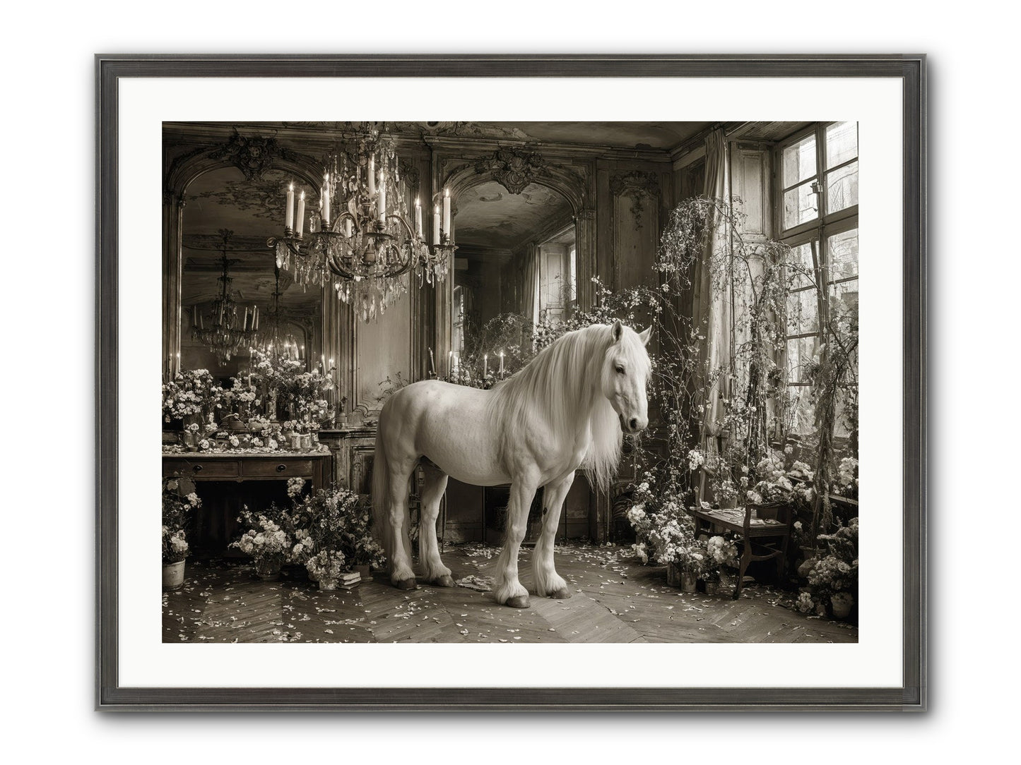 Fieldstone Parlor Framed Print - Slimwoods Black/Silver 32x24