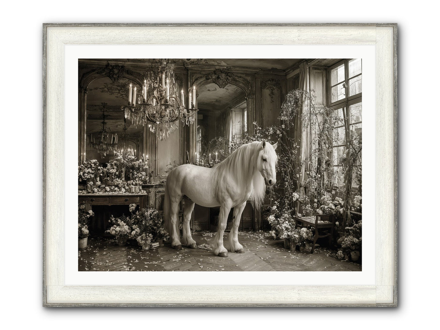 Fieldstone Parlor Framed Print - Driftwood White 40x30