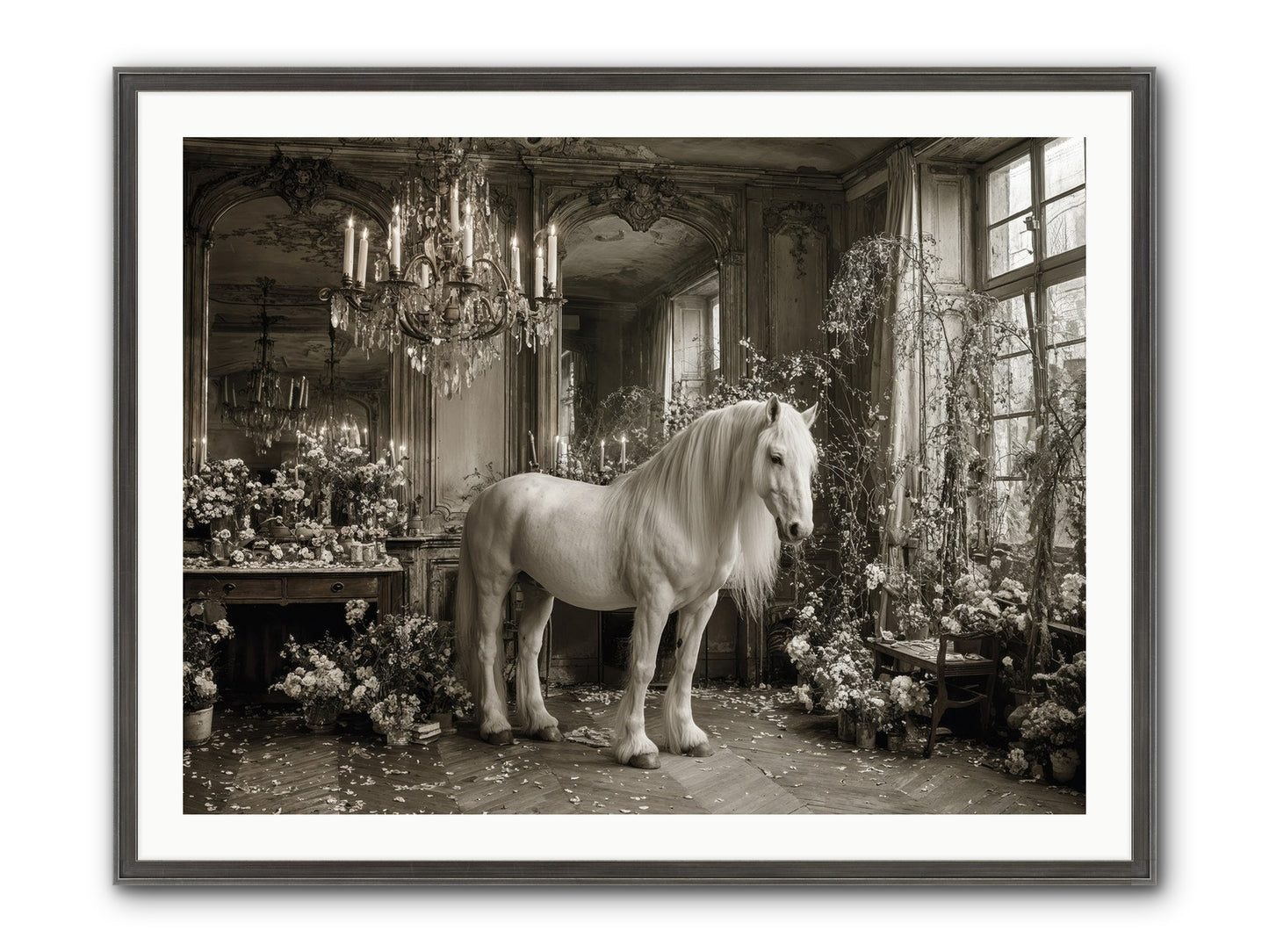 Fieldstone Parlor Framed Print - Slimwoods Black/Silver 40x30