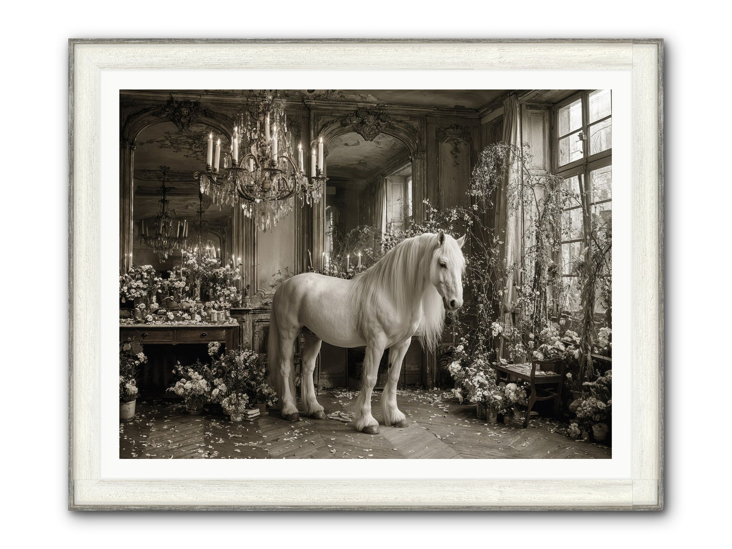 Fieldstone Parlor Framed Print - Driftwood White 48x36