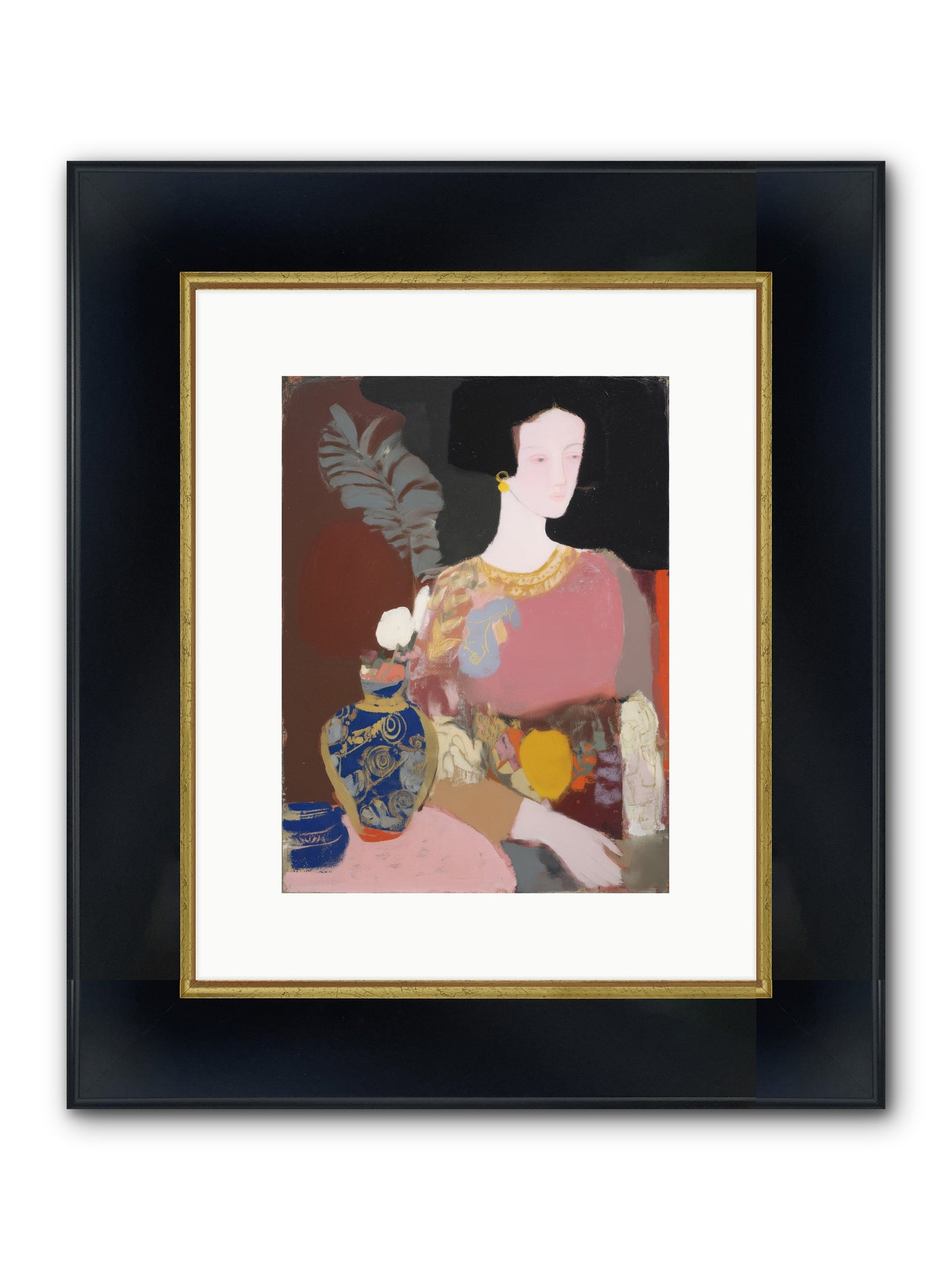 Filtered Framed Print - Wide Black w/Gold 9x12