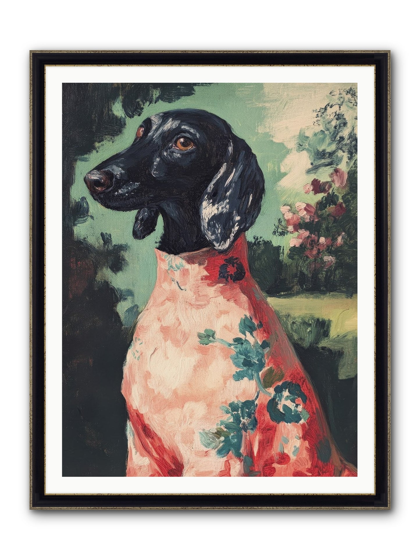 Finery And Flowers Framed Print - Black & Gold 36x48