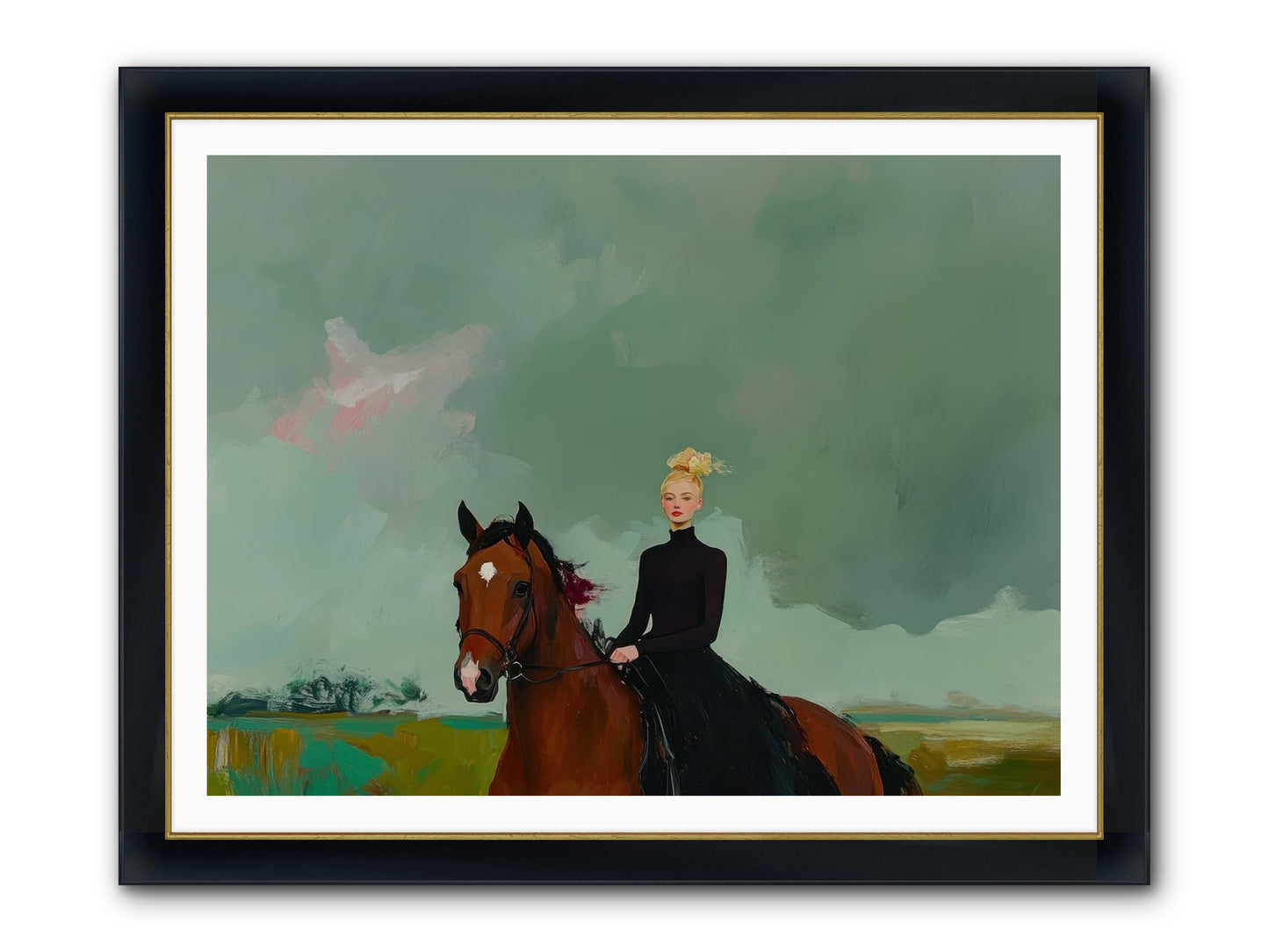 Firefly Dance Framed Print - Wide Black w/Gold 48x36