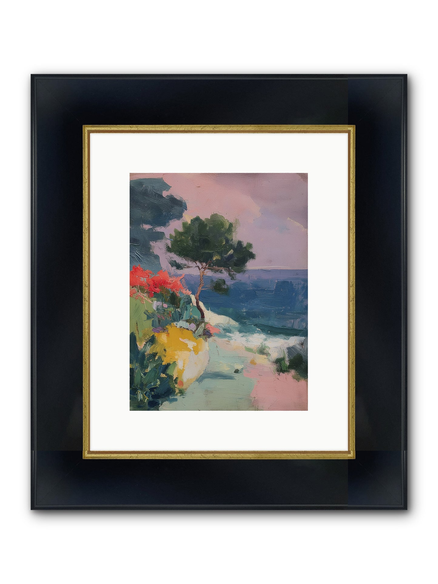 Firefly Nights Framed Print - Wide Black w/Gold 9x12