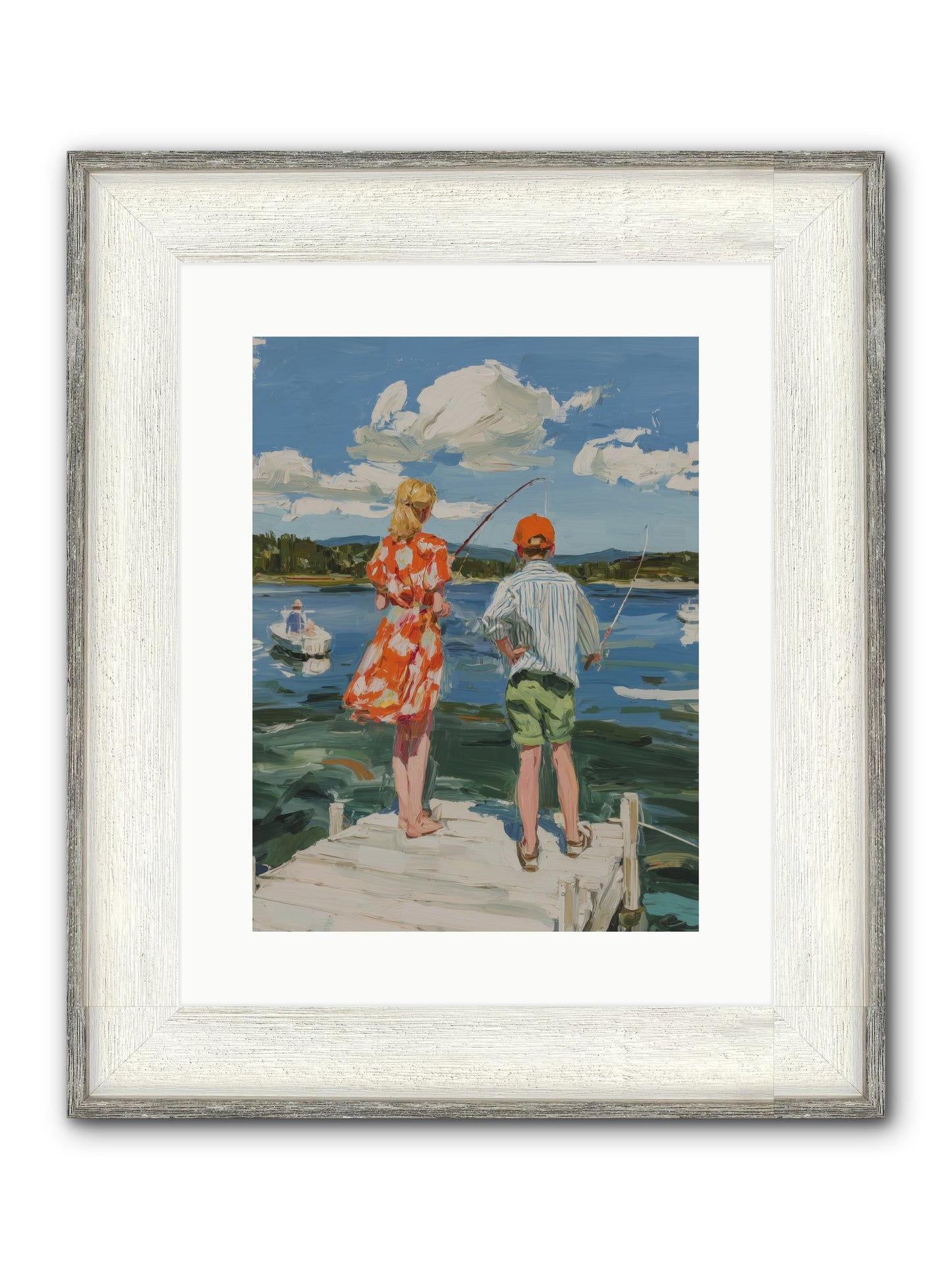 First Light Fisher Framed Print - Driftwood White 12x16