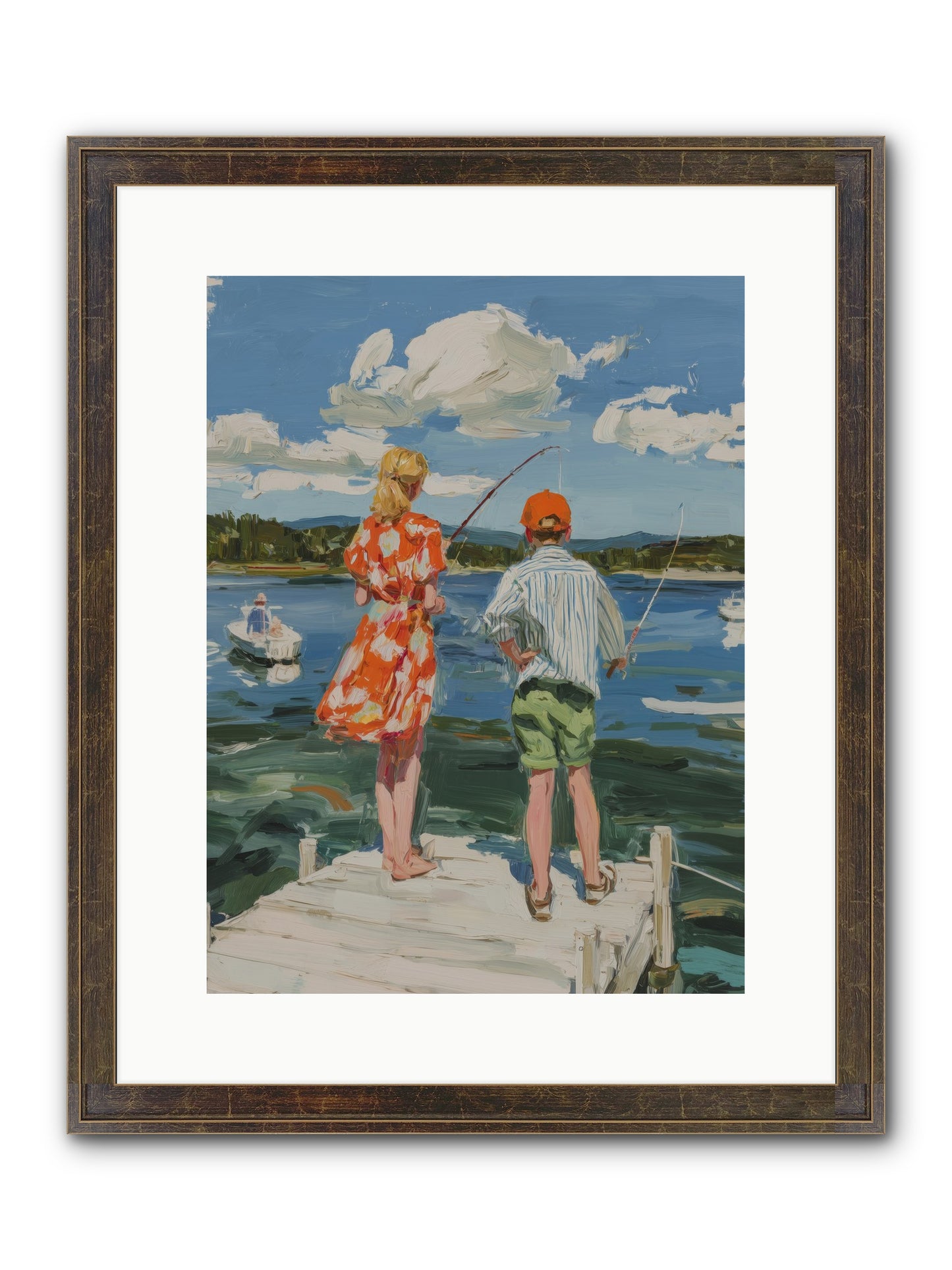 First Light Fisher Framed Print - Slimwoods Black/Gold 12x16