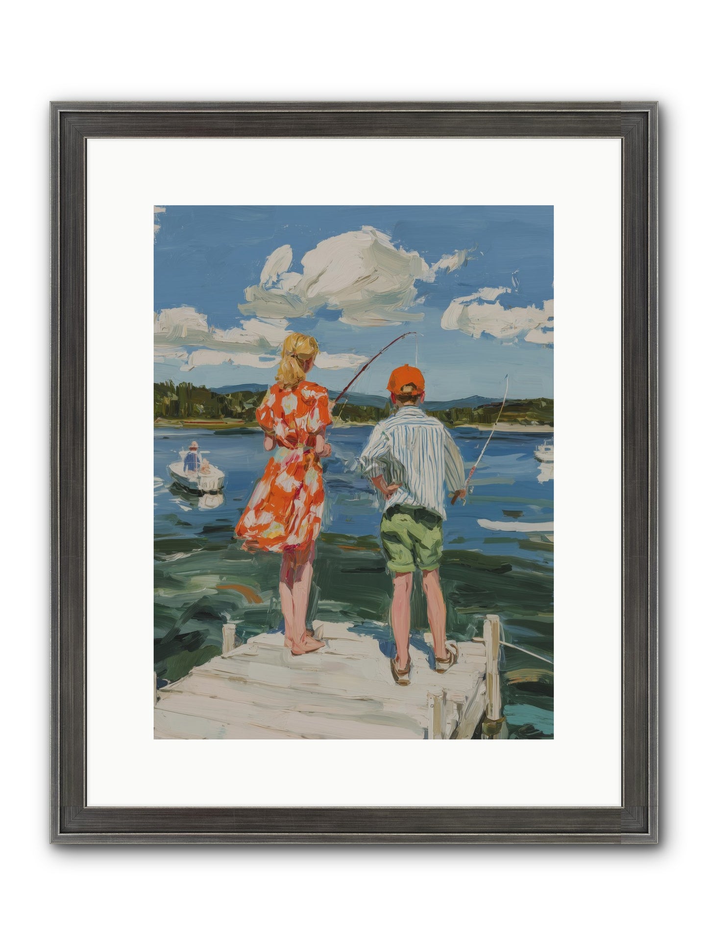 First Light Fisher Framed Print - Slimwoods Black/Silver 12x16