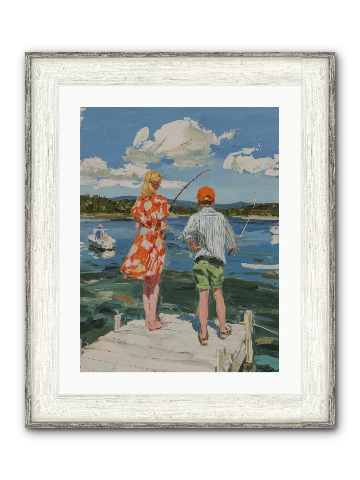 First Light Fisher Framed Print - Driftwood White 18x24