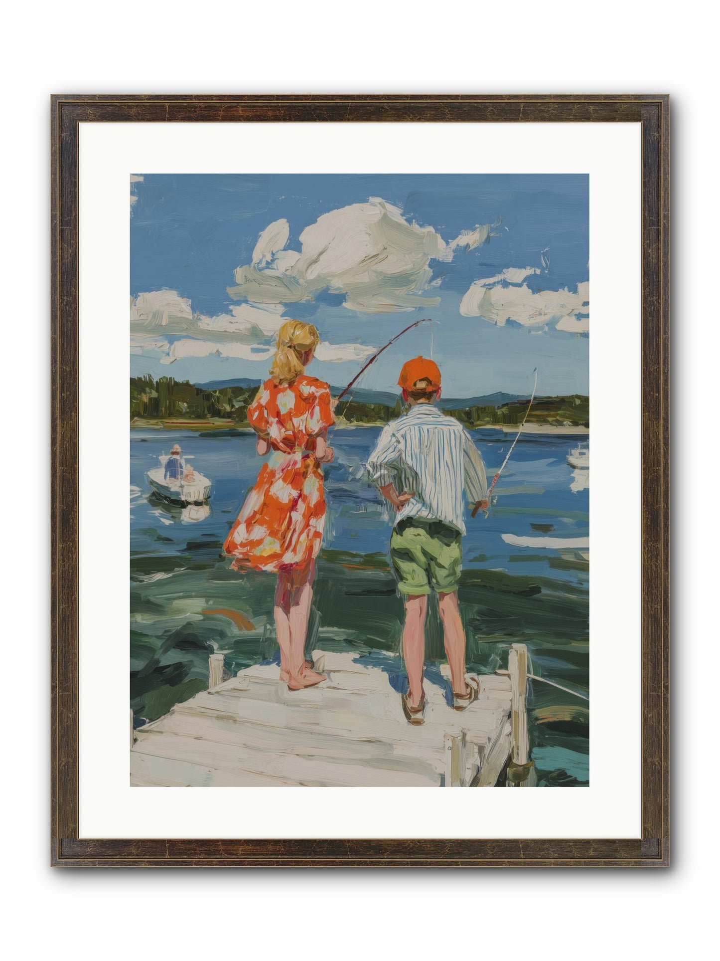 First Light Fisher Framed Print - Slimwoods Black/Gold 18x24
