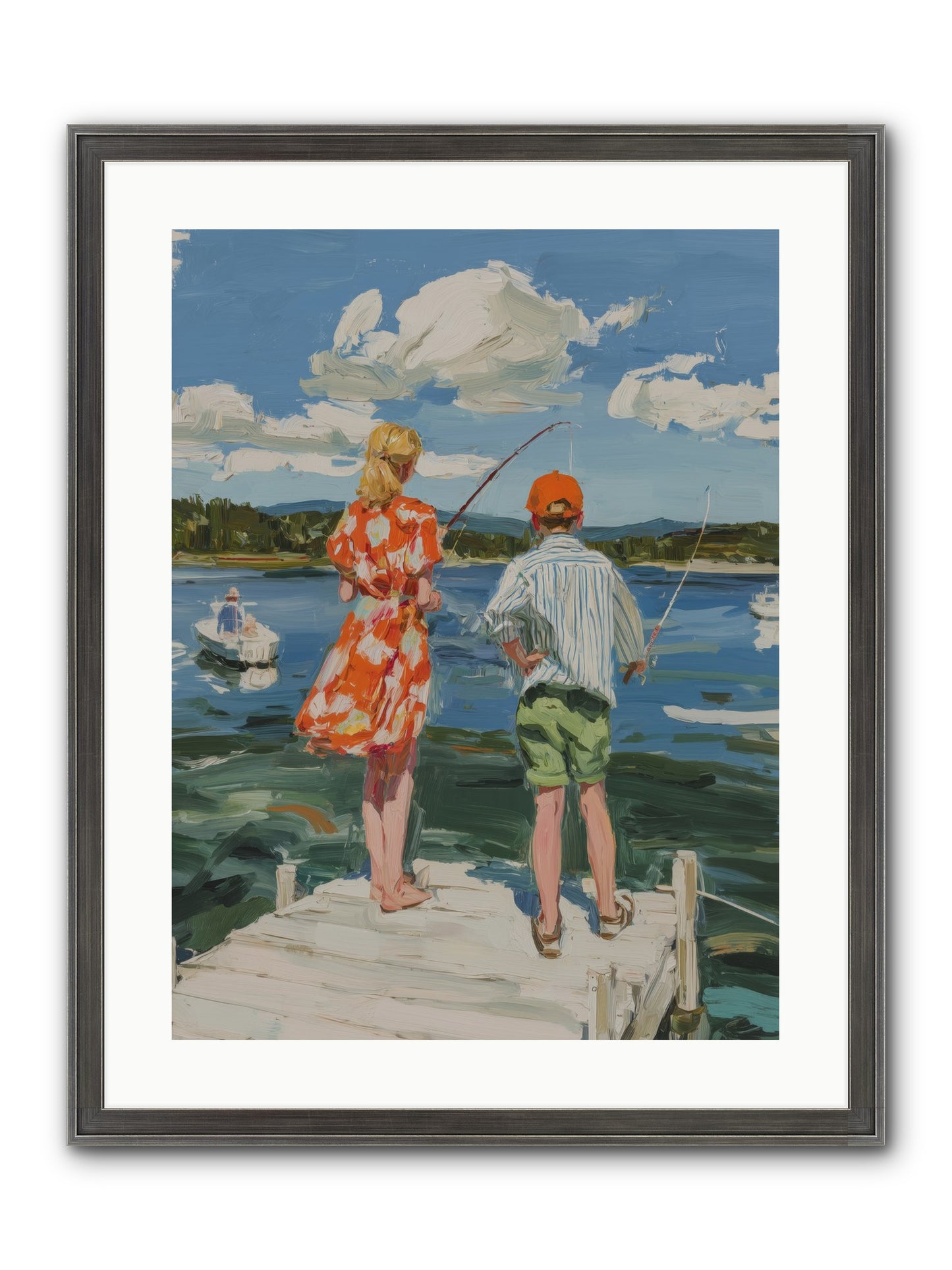 First Light Fisher Framed Print - Slimwoods Black/Silver 18x24
