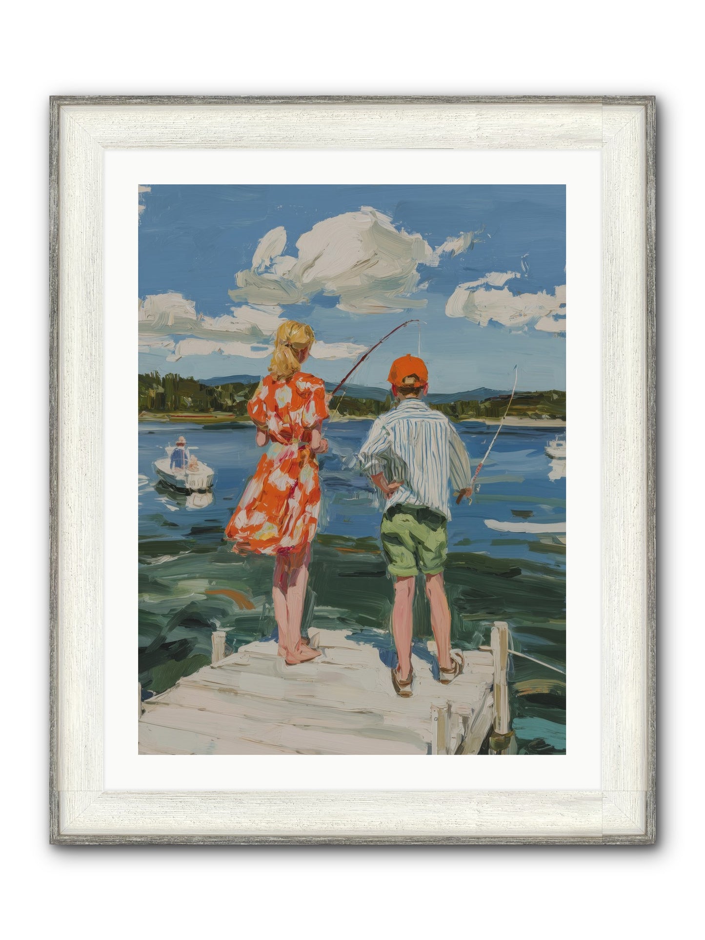 First Light Fisher Framed Print - Driftwood White 24x32