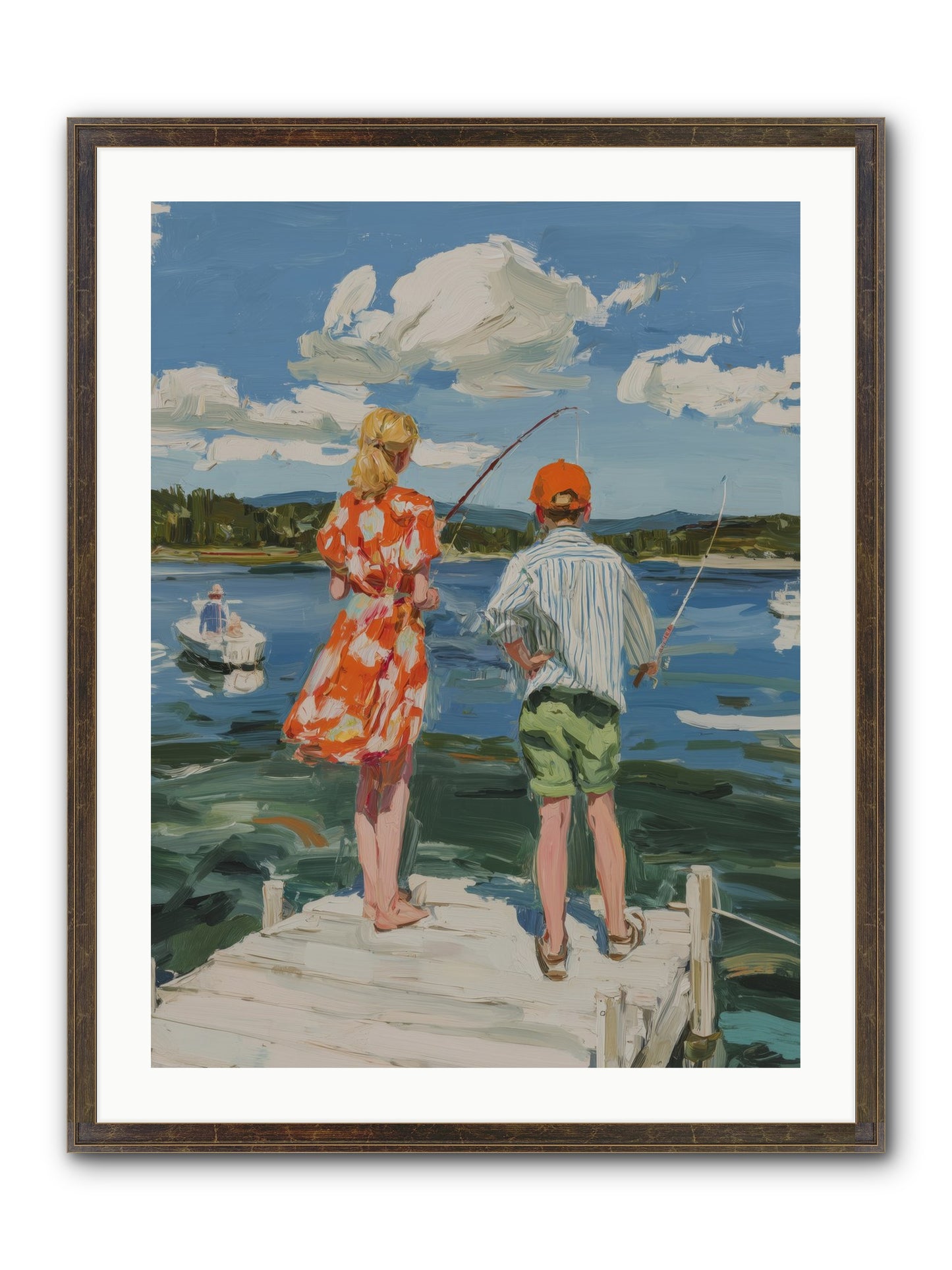 First Light Fisher Framed Print - Slimwoods Black/Gold 24x32