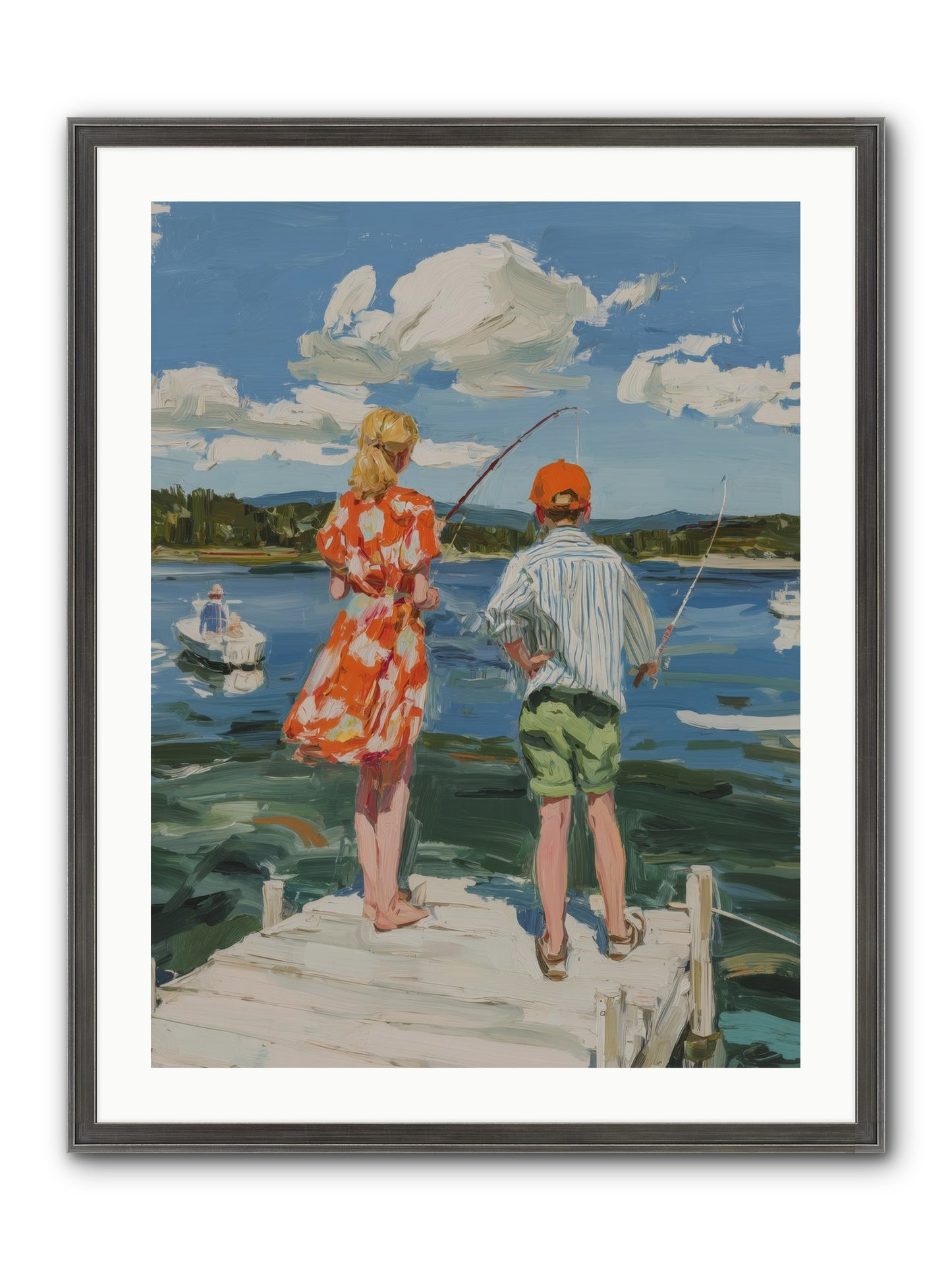 First Light Fisher Framed Print - Slimwoods Black/Silver 24x32