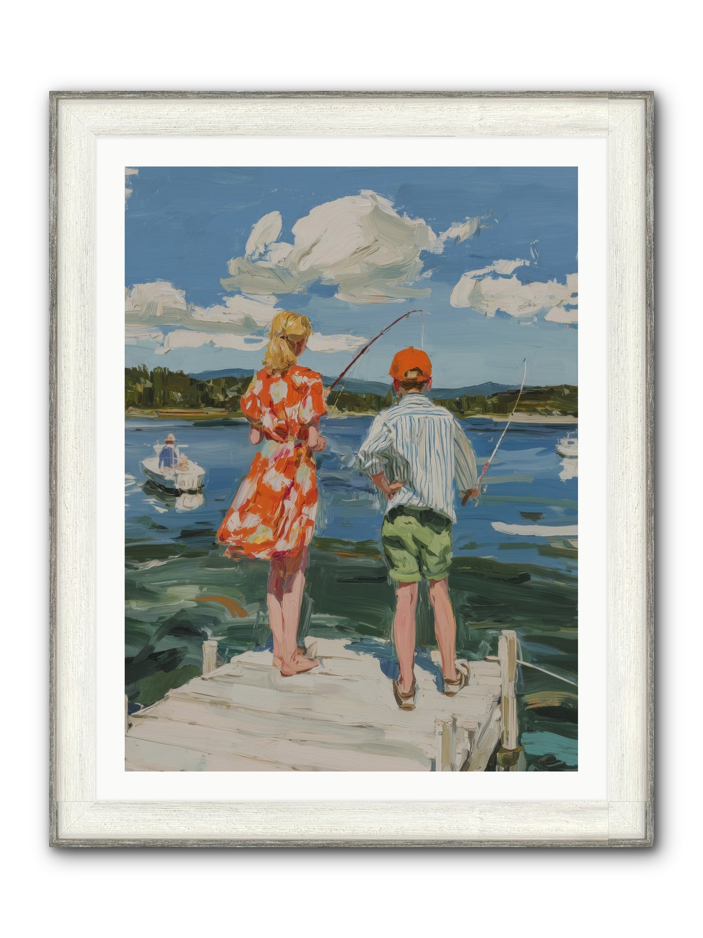 First Light Fisher Framed Print - Driftwood White 30x40